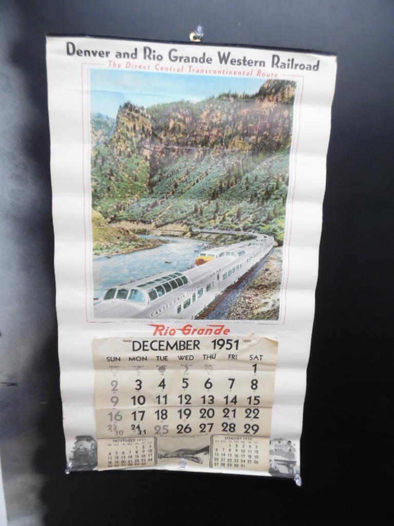 1951 Denver Rio Grande Western Railroad Wall Calendar California Zephyr Vintage