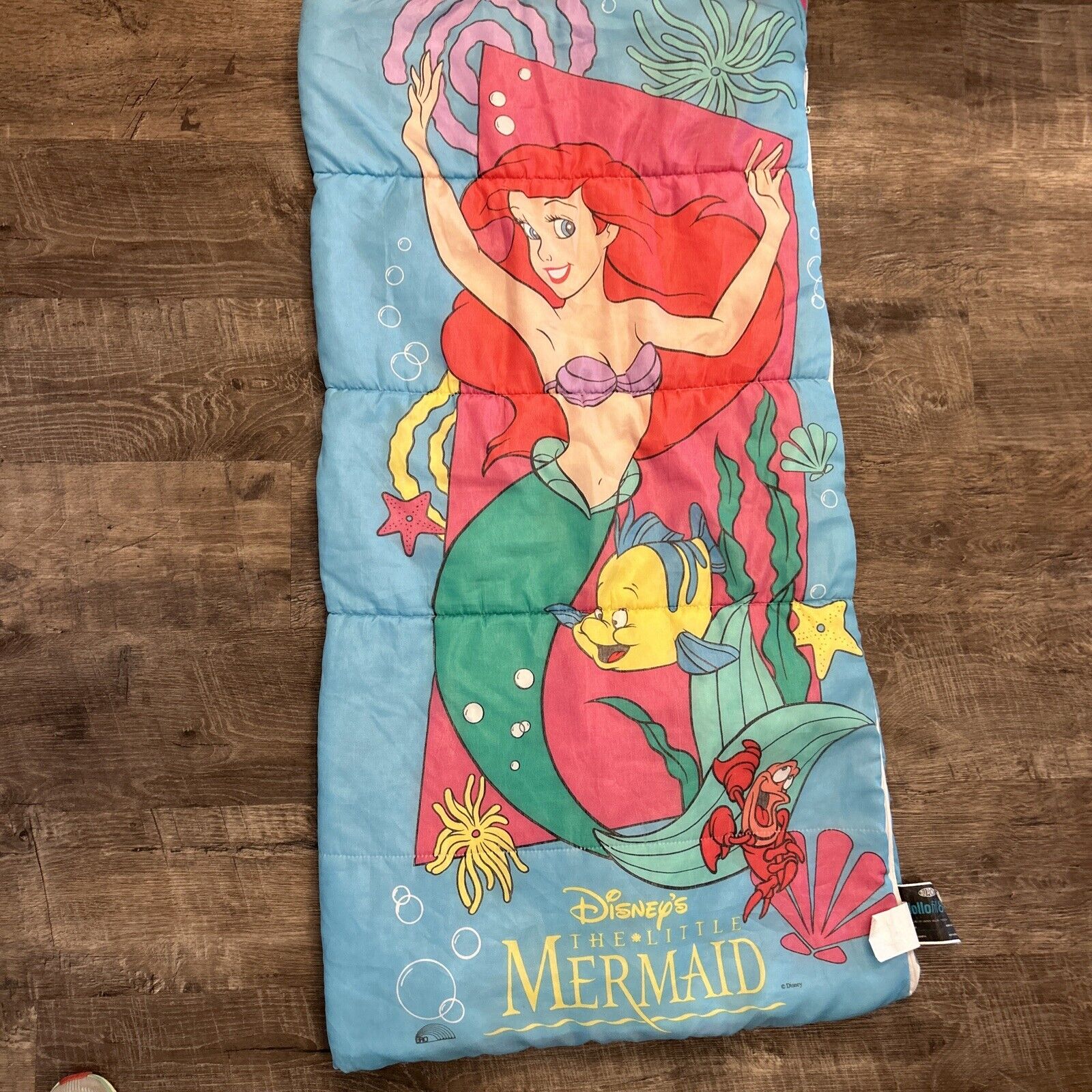 Vintage The Little Mermaid Princess Ariel Sleeping Bag 1990s Sebastian Flounder