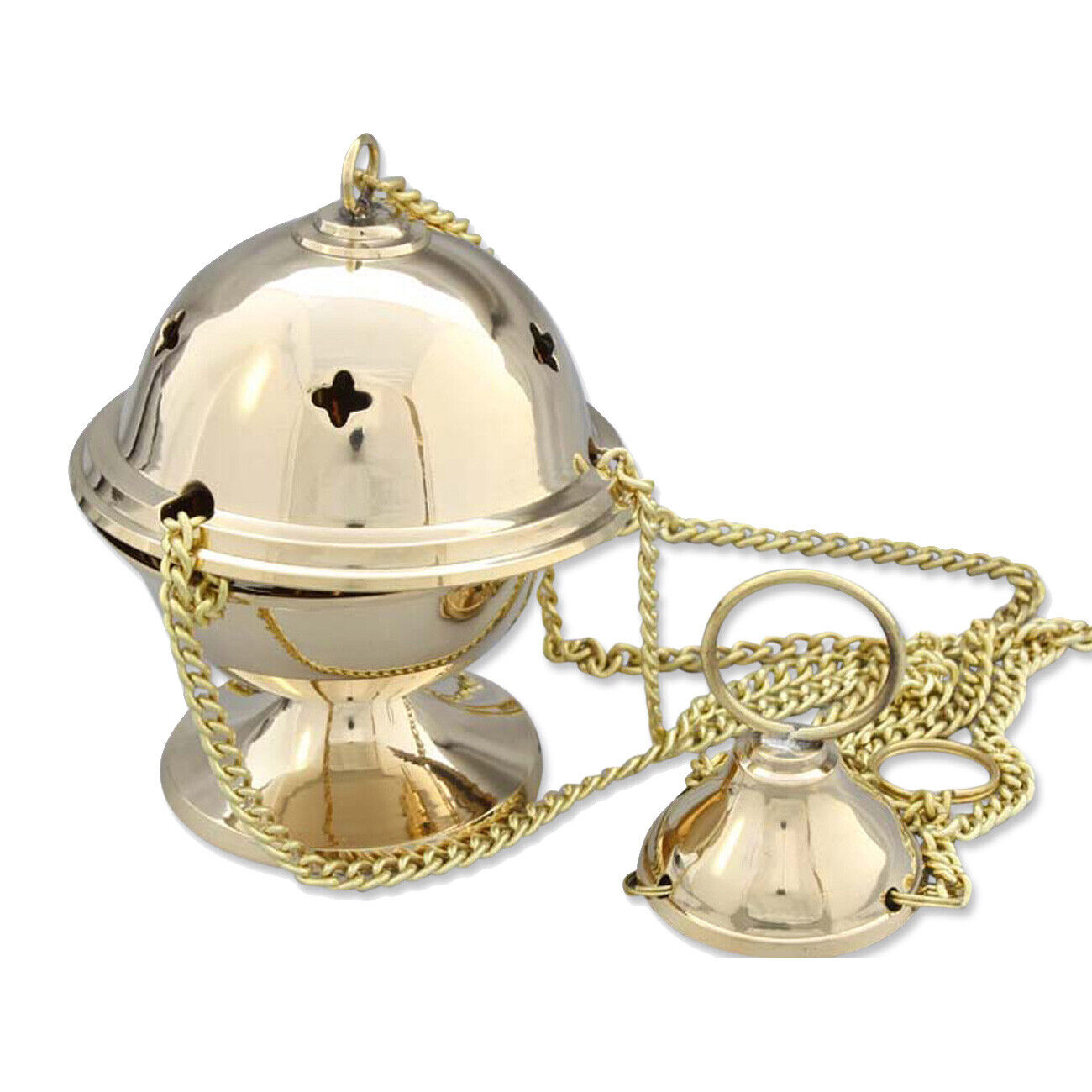 Incense Burner with Chain Handmade Incense Burner Deco Esoteric Gold New 1312