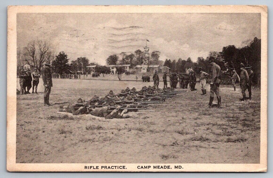 Camp Meade Maryland Baltimore MD Meade Branch Rifle Practice Military Men c1917