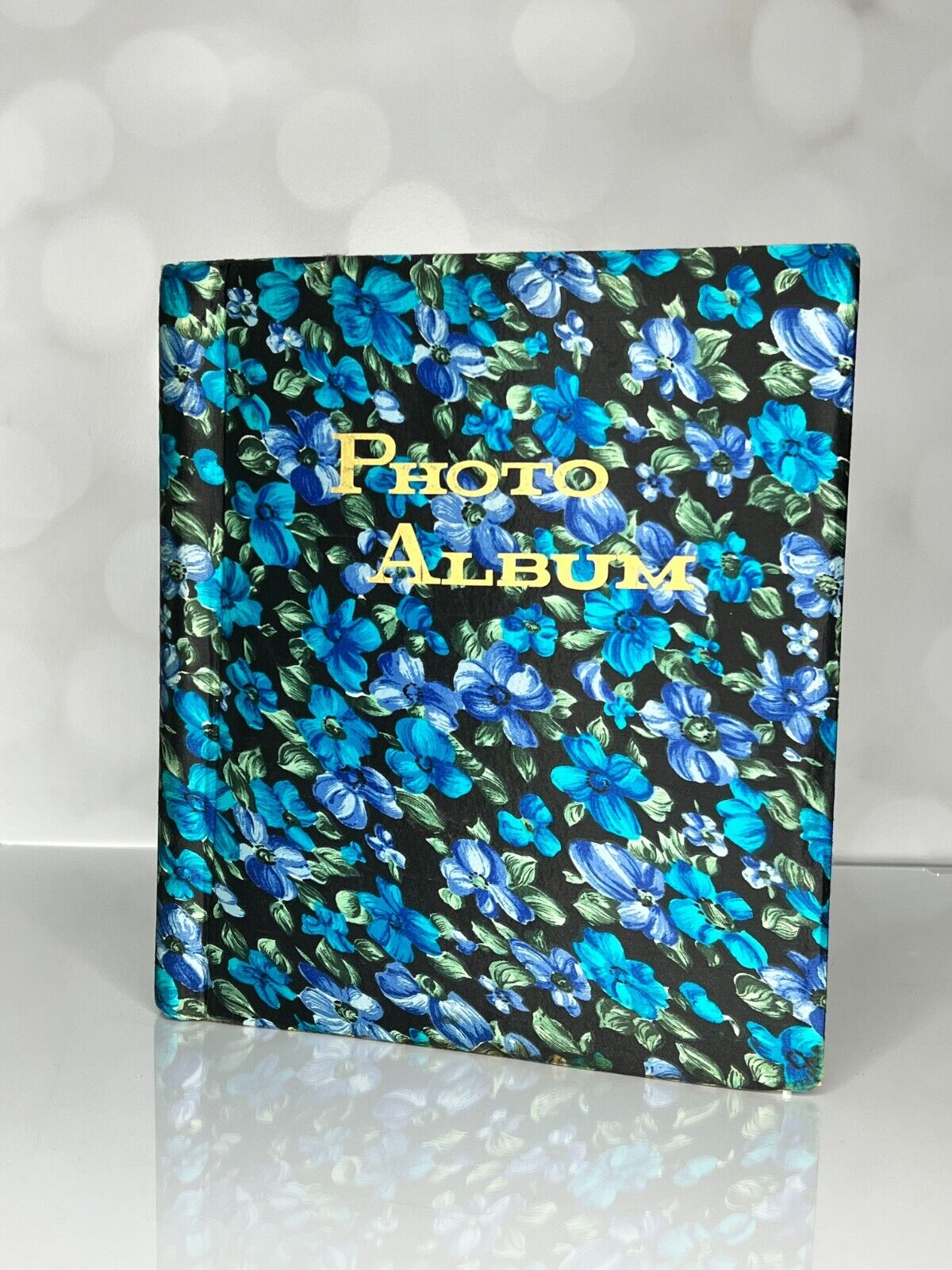 Vintage / Retro Photo Album Self Sticking Floral Fabric Blue Flower Japan
