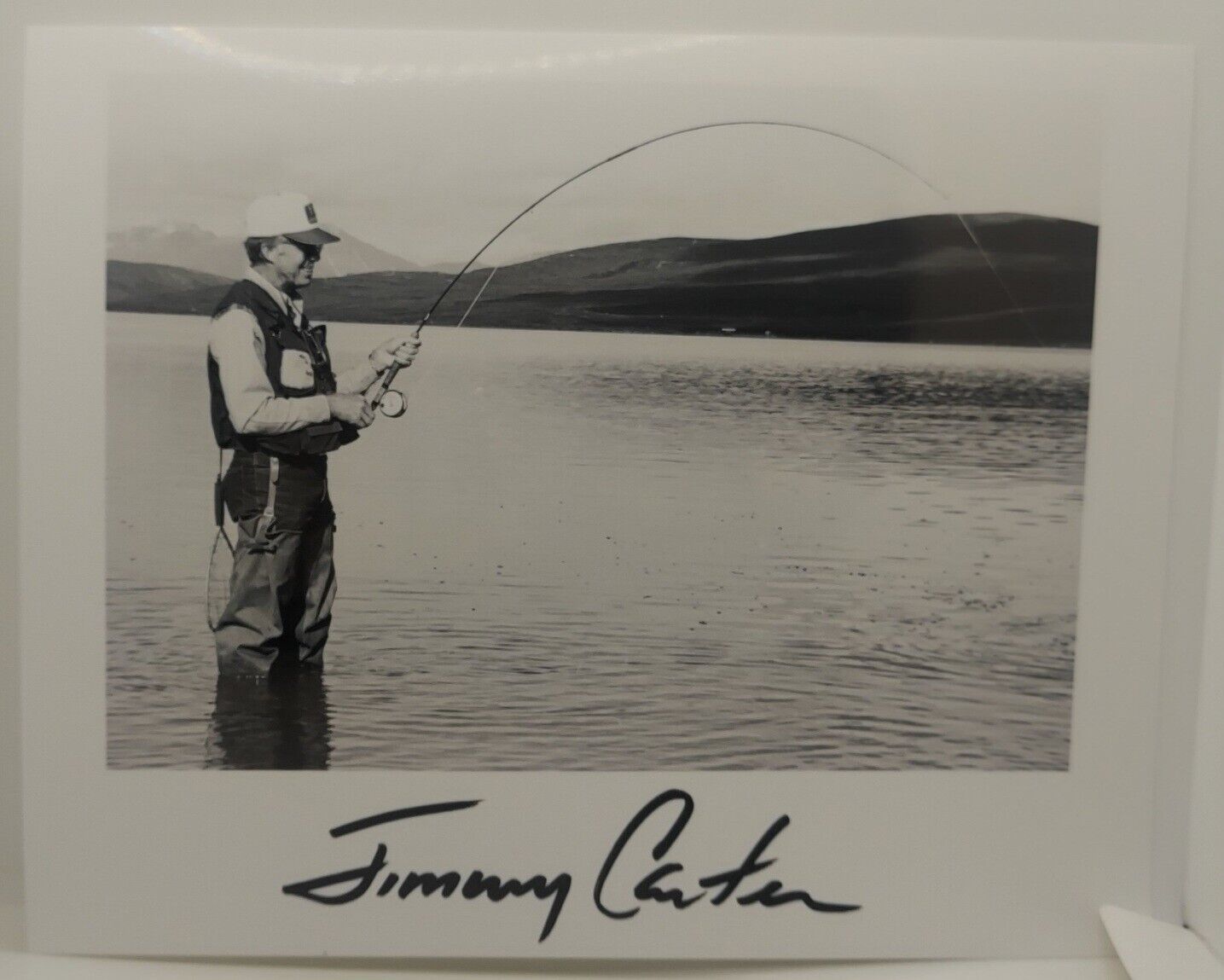 Jimmy Carter Fly Fishing Signed Full Signature 8x10 Photo