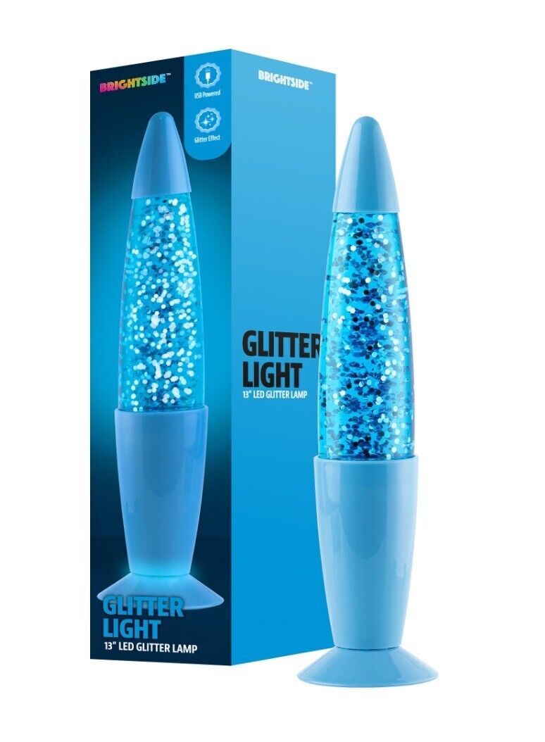 BRIGHTSIDE Glitter Light Lamp 13” LED Lamp Blue Water+ Silver Glitter SEALED BOX