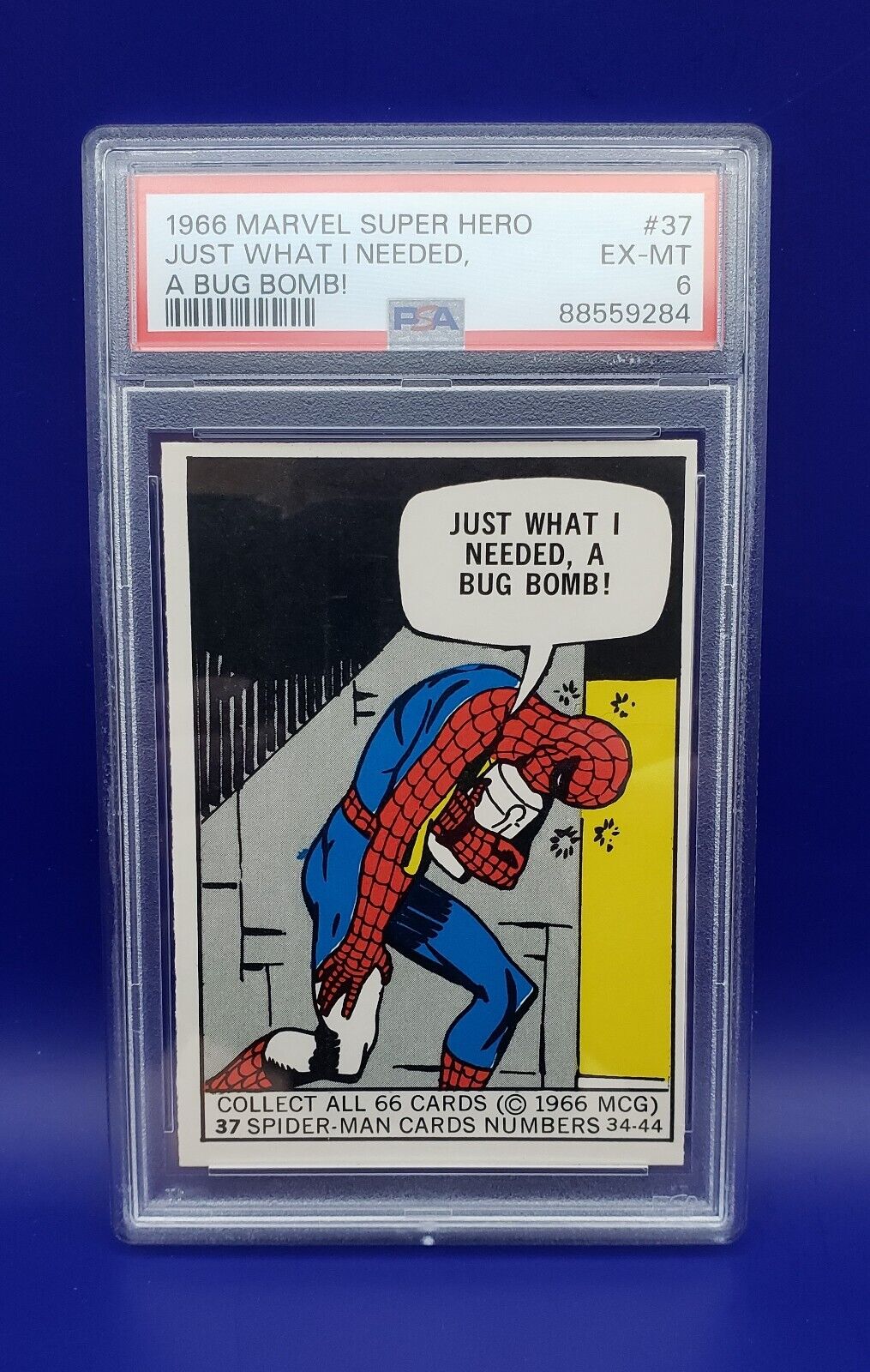 1966 Donruss Marvel Super Hero #37 Spider-Man Bug Bomb 🔥 PSA EX-MT 6