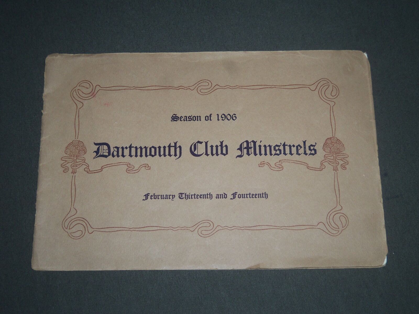 1906 FEBRUARY 13 & 14 DARTMOUTH CLUB WINSTRELS BOOK - J 2344