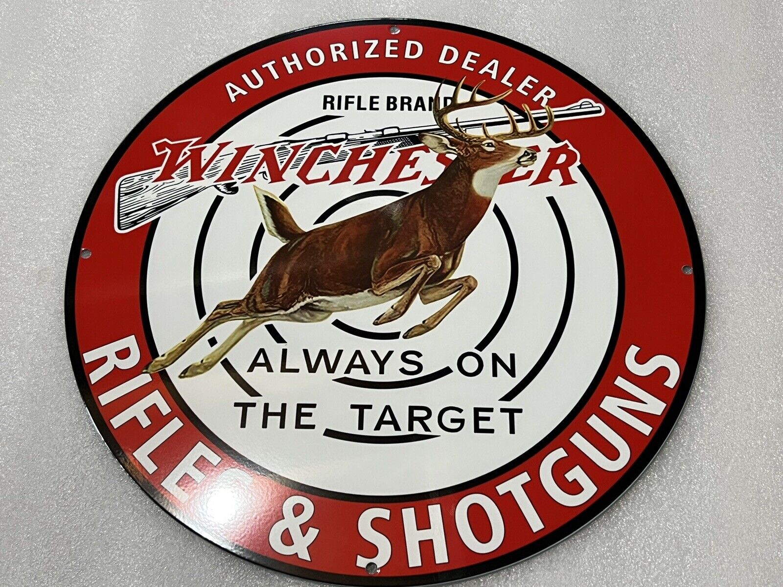 12” Winchester Deer Hunting Cartridges Rifles Vintage Style Metal Steel Sign