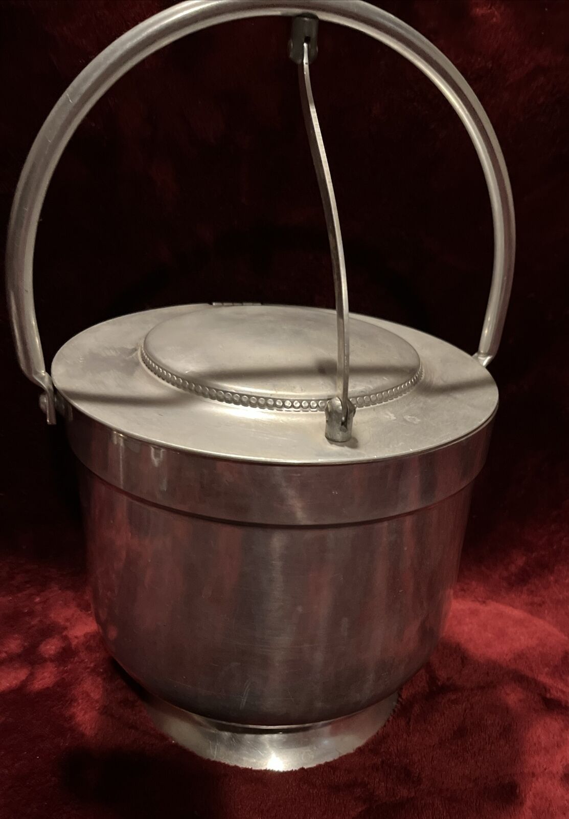 Vintage Buenilum Aluminum Ice Bucket With Heavy Milk Glass Liner Not Removable