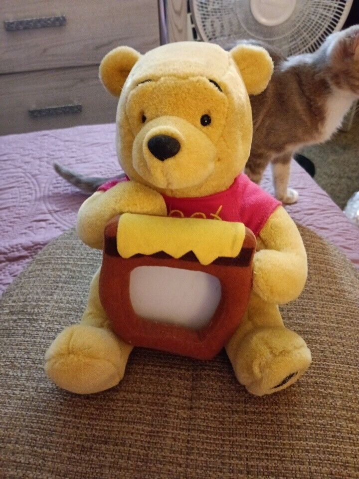 Winnie the Pooh Holding Honey Pot Photo Frame Plush NWBOX Appx 11\