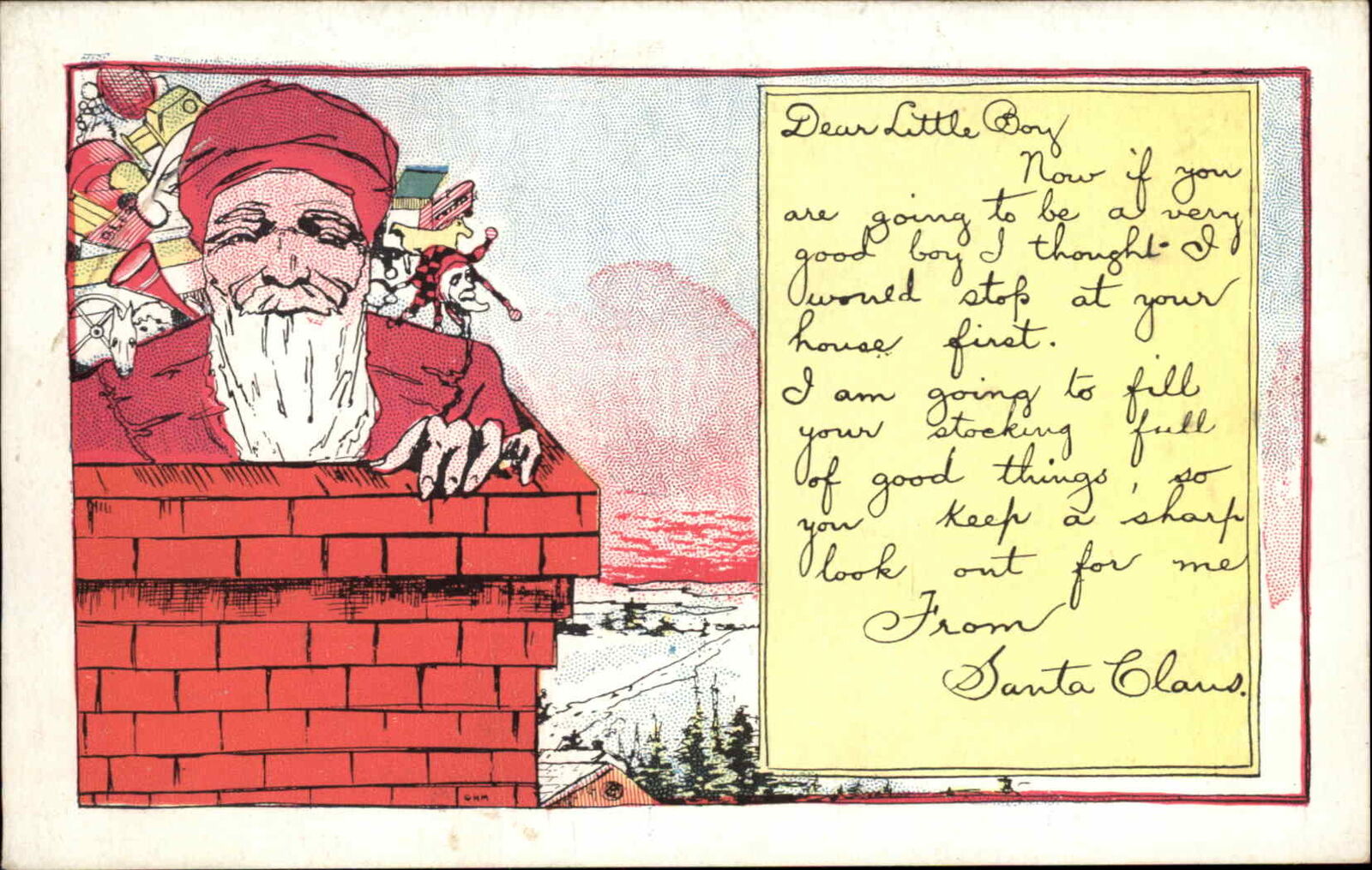 Cargill Christmas Letter from Santa Claus Unusual Stylized Art c1910 Postcard
