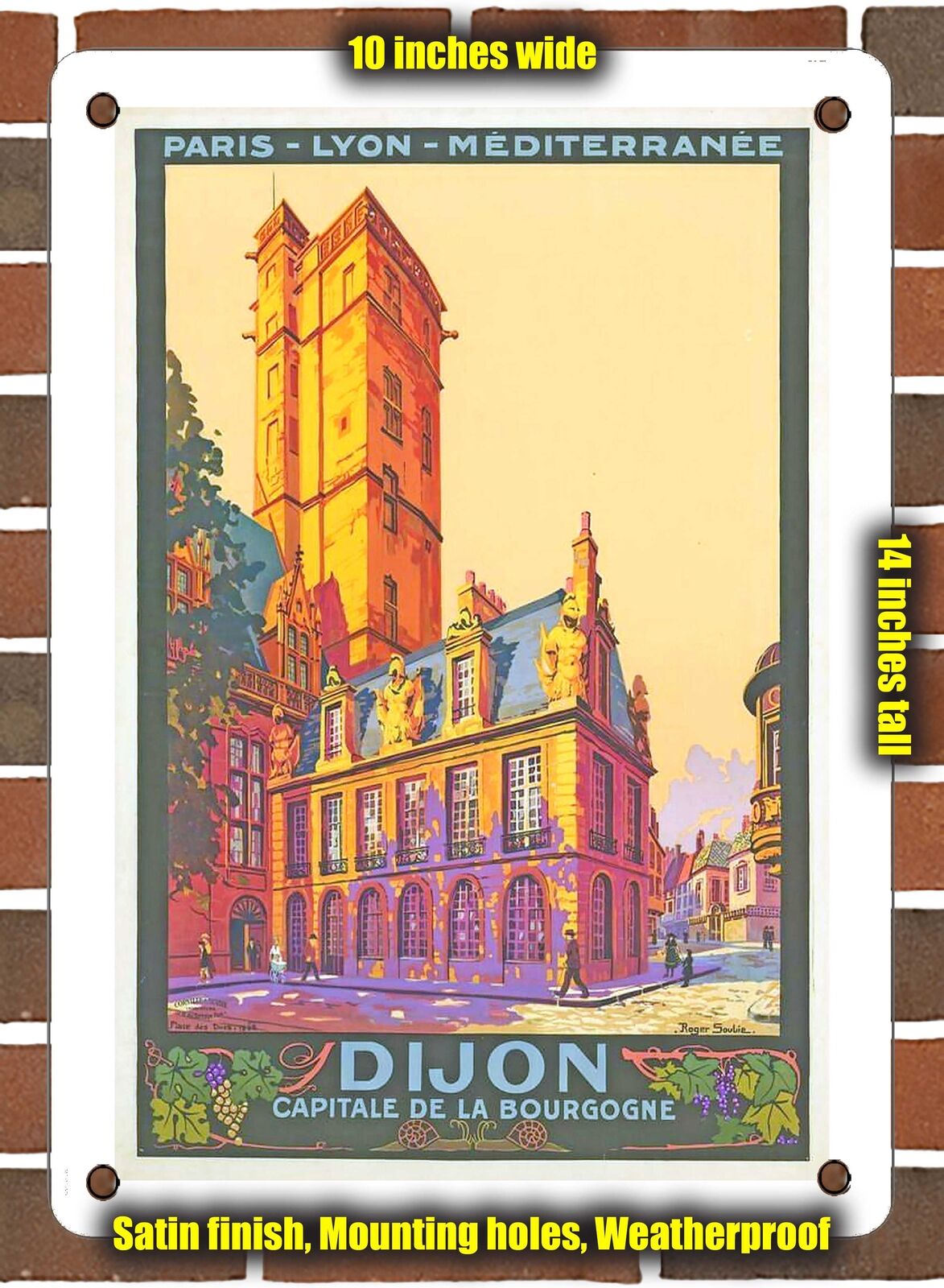 METAL SIGN - 1922 PLM Dijon capital of Burgundy - 10x14 Inches