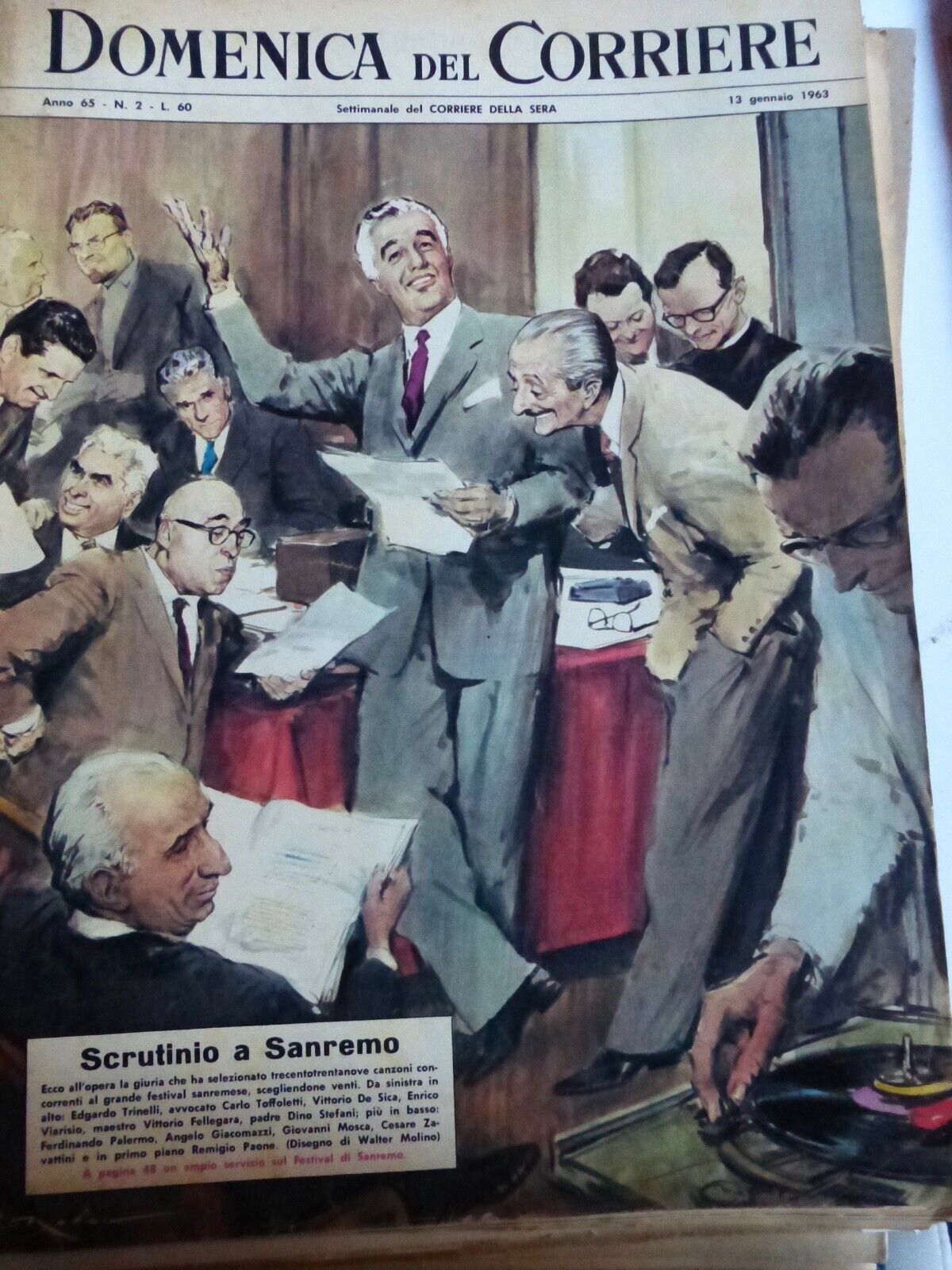 1963 FESTIVAL SAN REMO SELECTOR VOTE SONG OPERA TRINELLI 1 NEWSPAPER ANCIE