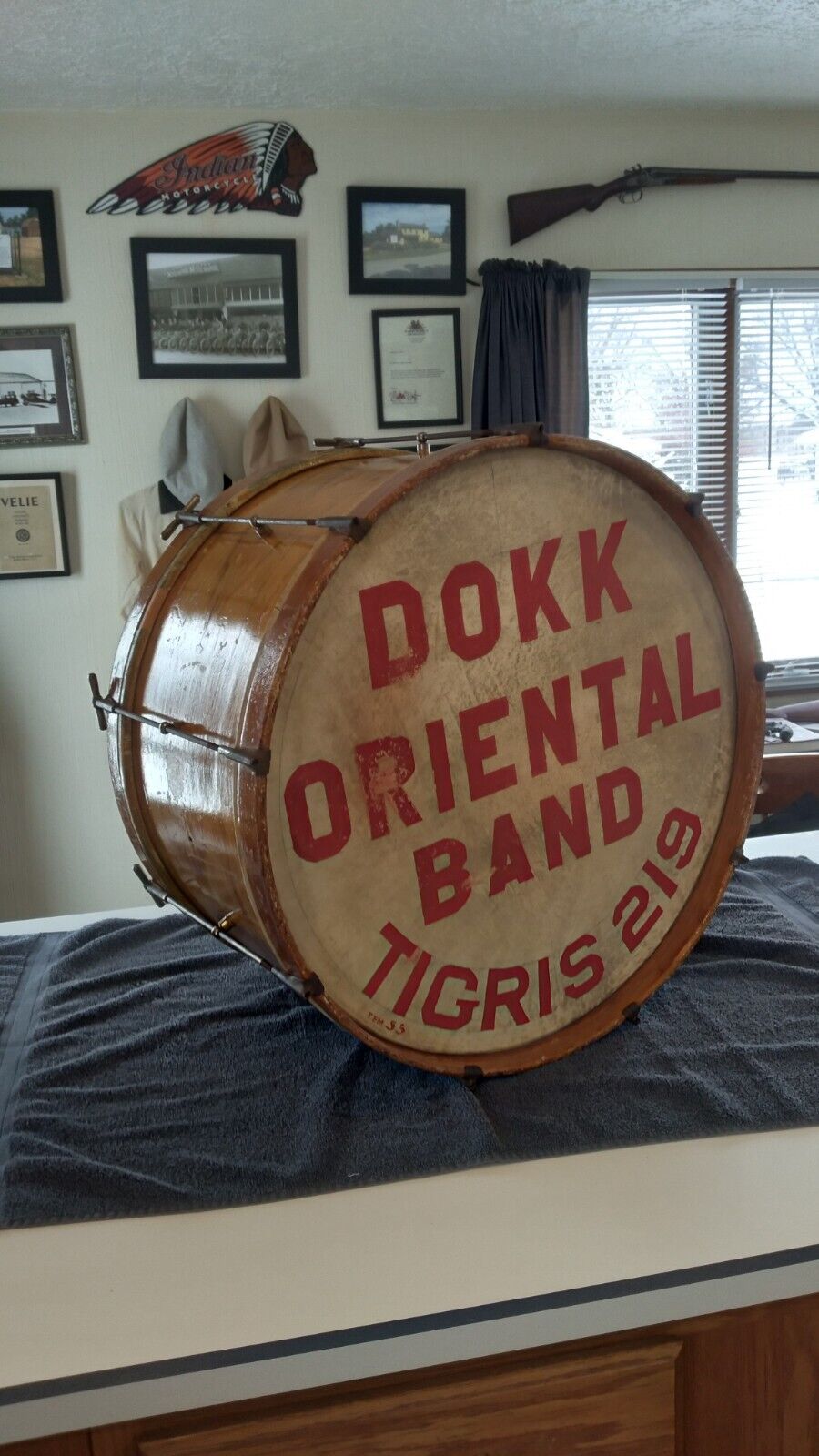 ANTIQUE MARCHING BAND BASS DRUM
