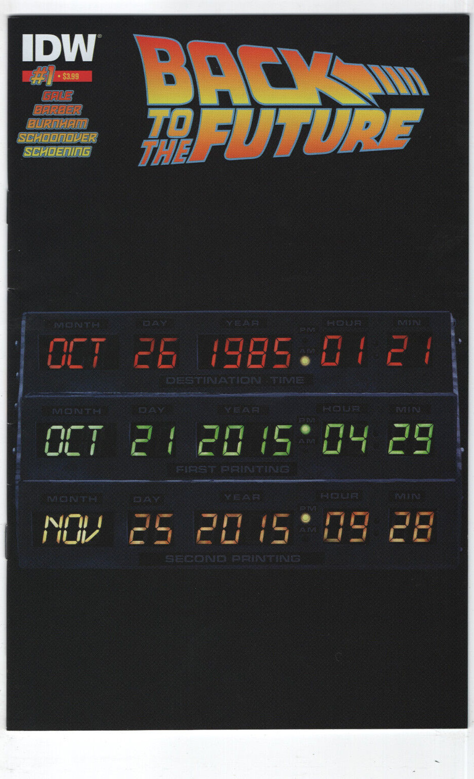 Back To The Future #1 2nd Print Flux Capacitor Clock Variant 2015 Comics IDW