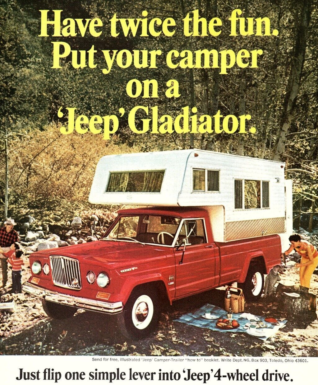 1966 JEEP GLADIATOR 4-WHEEL DRIVE CAMPER TRUCK VINTAGE ADVERTISEMENT Z1340