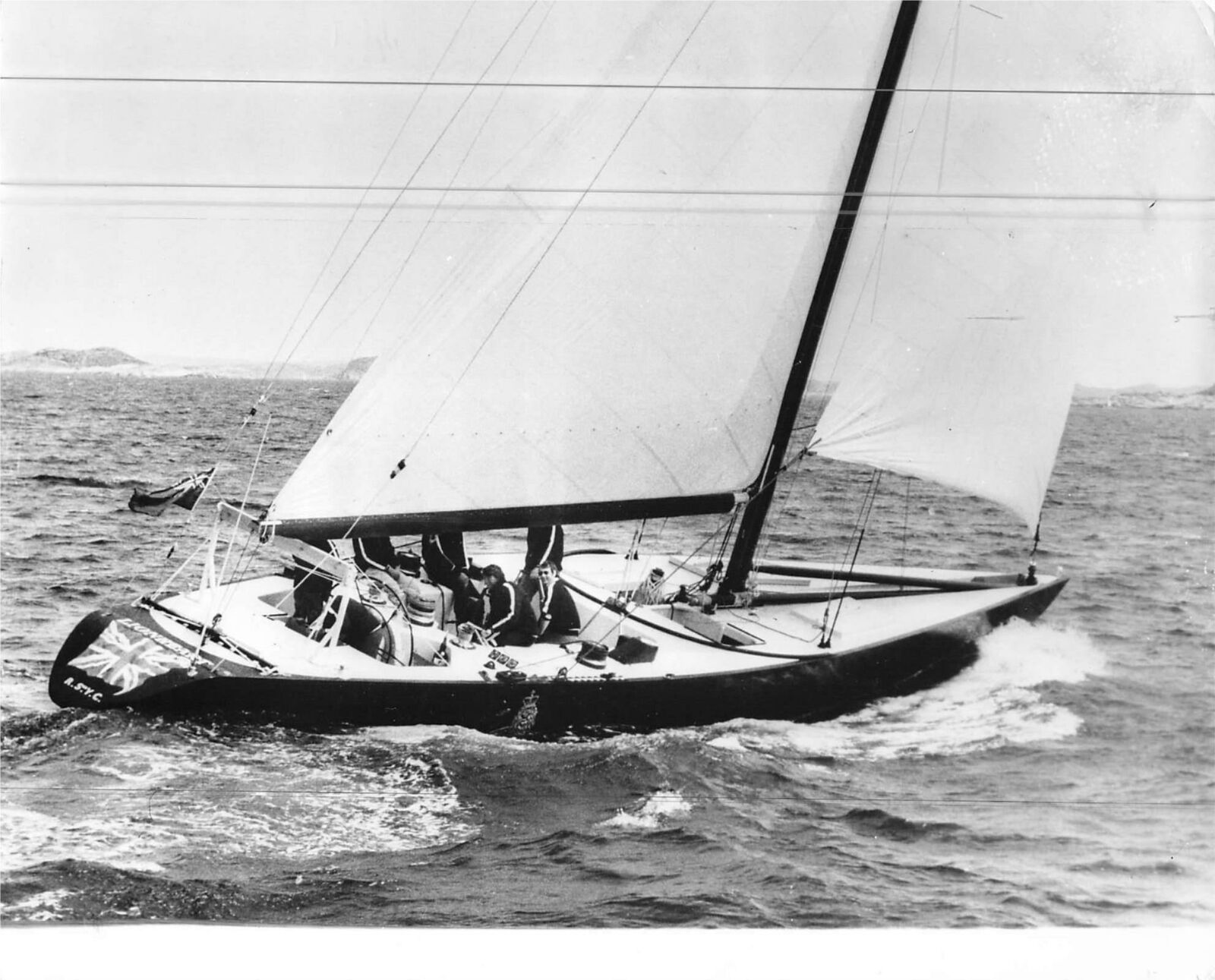 1979 Press Photo British Lionheart crew sail America Cup race yacht sailing boat
