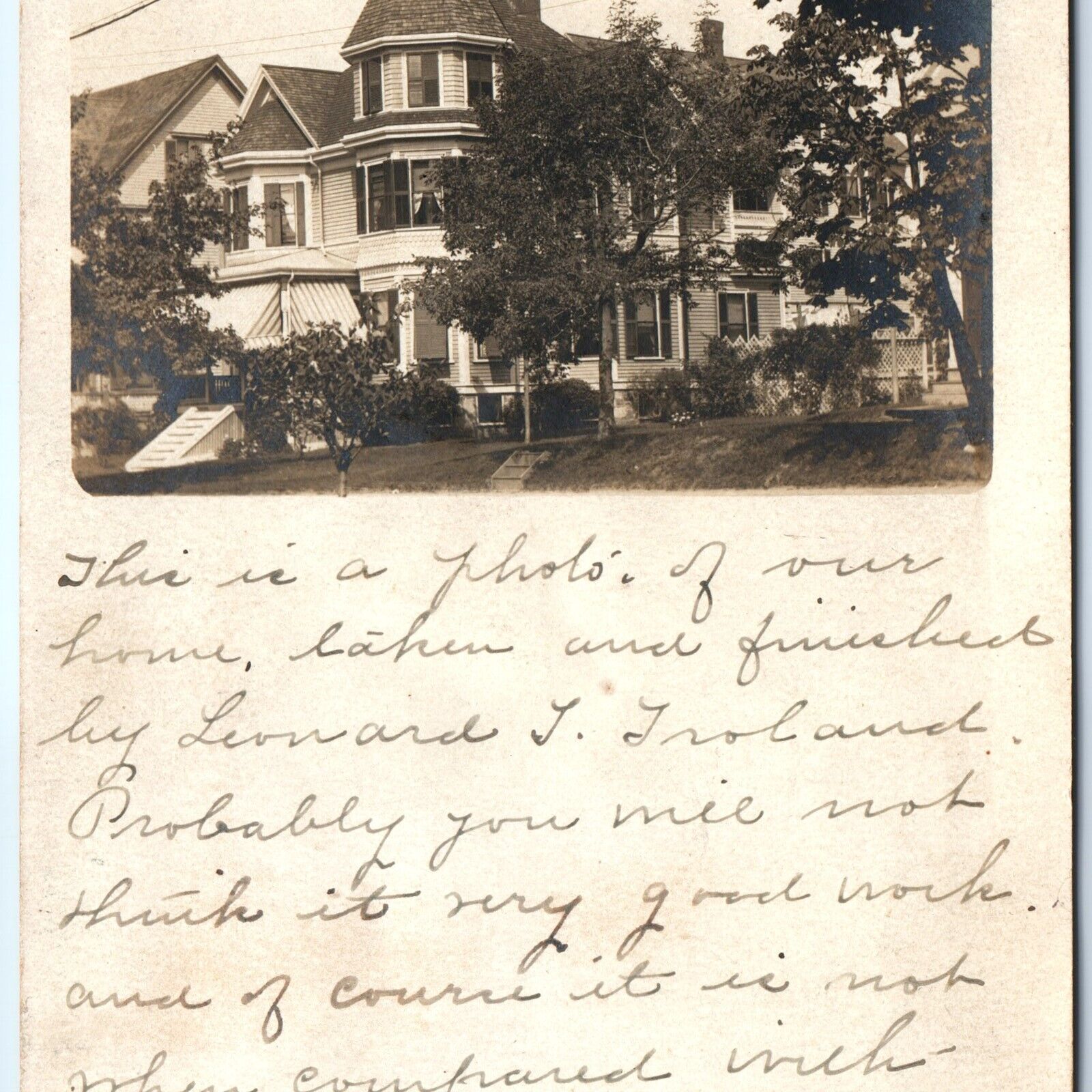 c1910s Lovely House Fancy Victorian Home RPPC Real Photo Velox Queen Anne A111