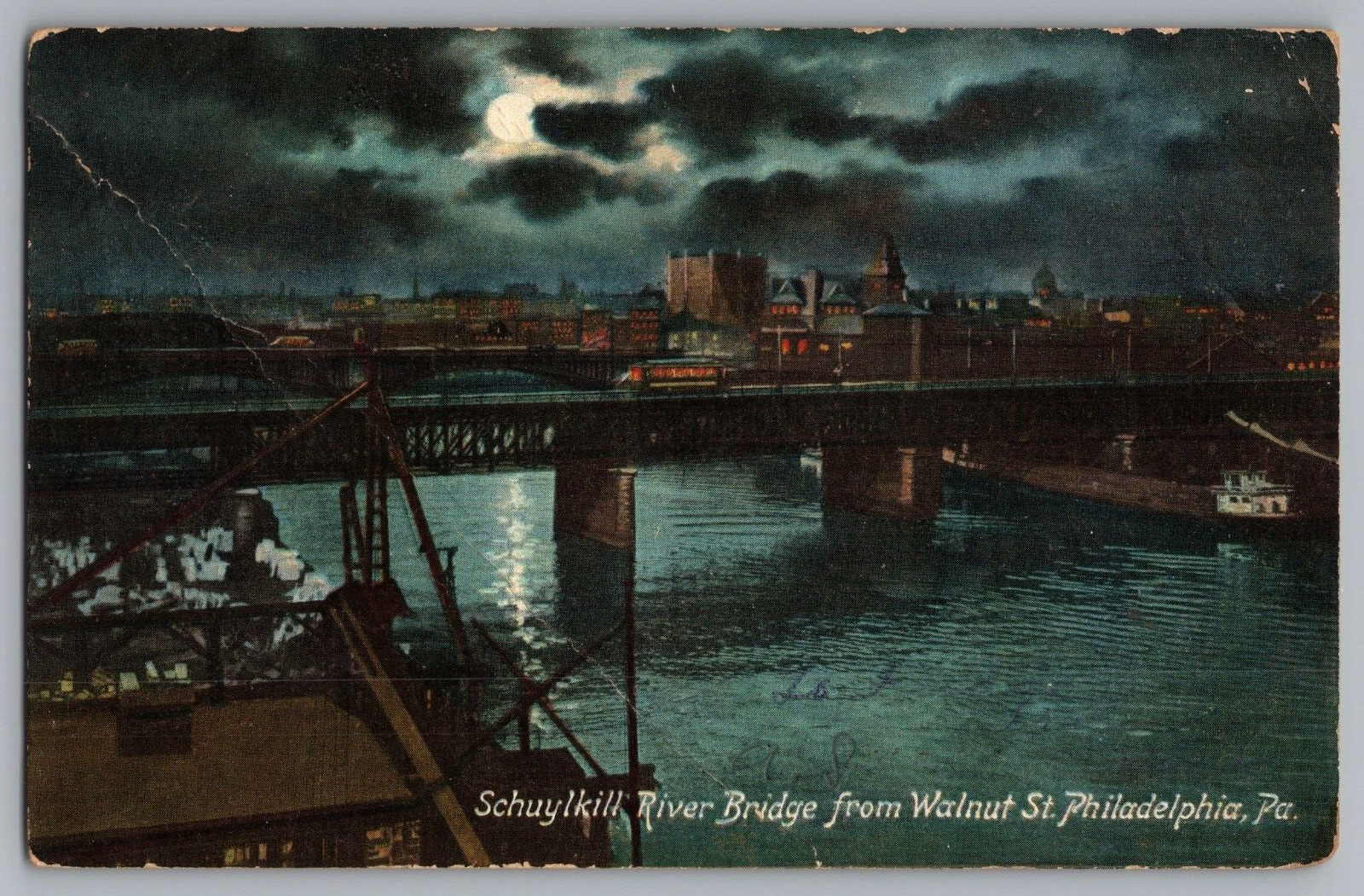 Postcard c1908 Schuylkill River Bridge from Walnut Street, Philadelphia, PA