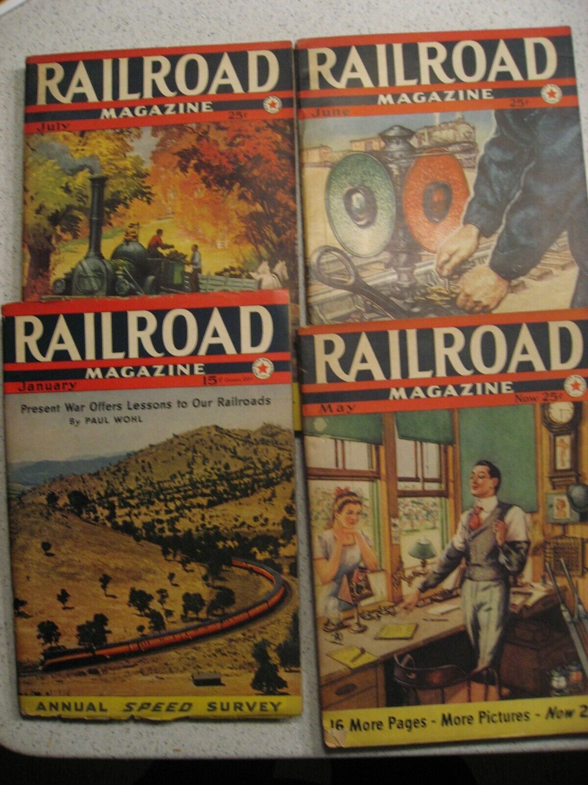 Vintage Lot of 4 Railroad Magazine - 1942 - Jan, May, June & July