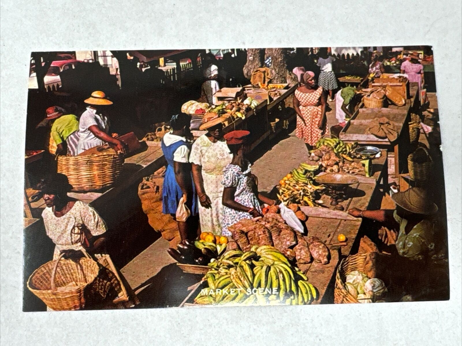 Scarboro Tobago West Indies Postcard Market Scene Vintage Unused