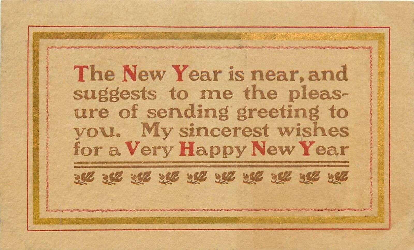 Postcard 1908 Arts & Crafts saying New Year wishes 24-6599