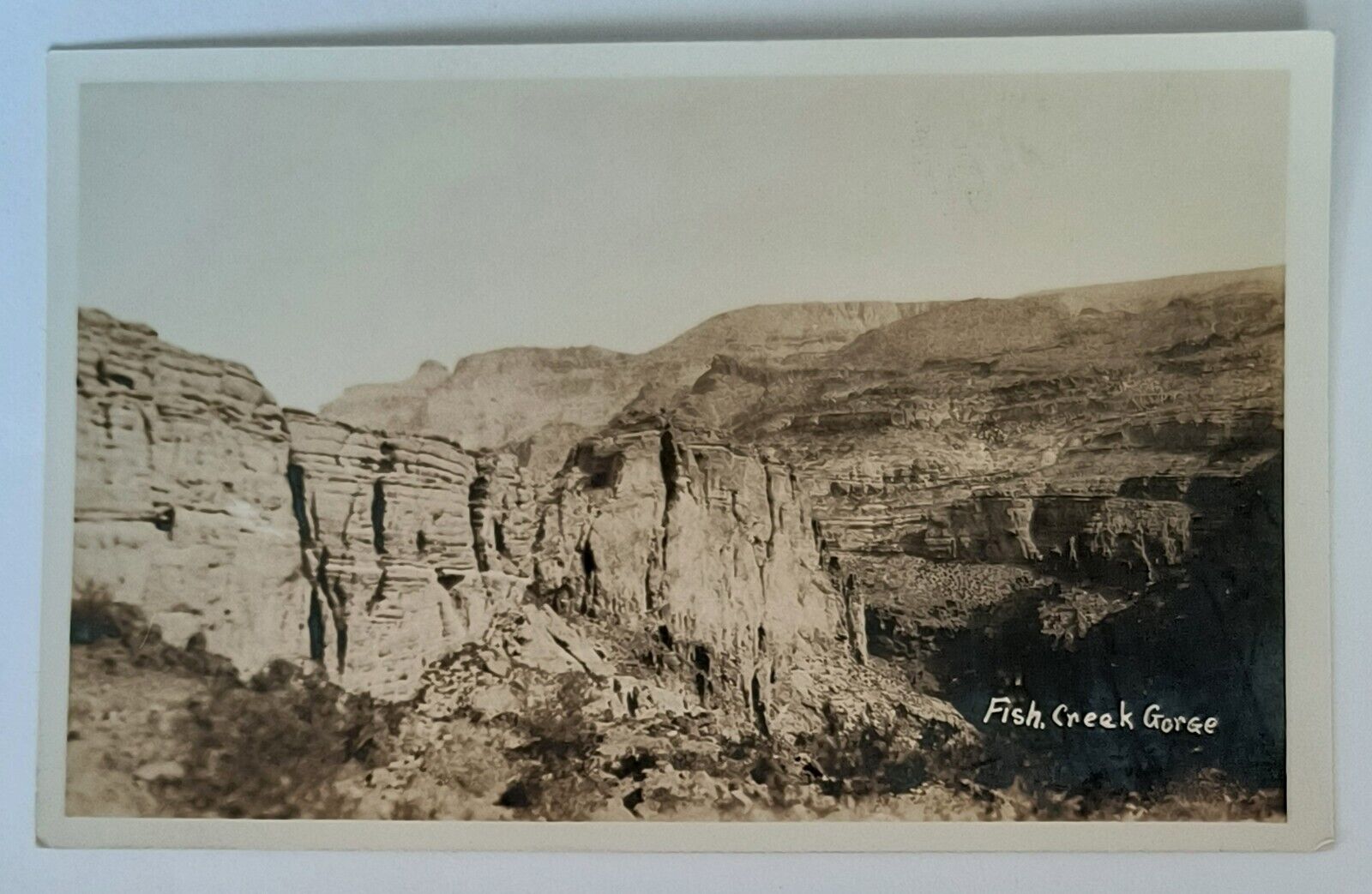 RPPC Fish Creek Gorge Arizona Sepia Real Photo Vintage Postcard C1
