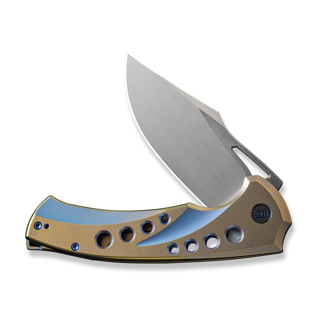 WE Knife Swiftfin Frame Lock 23051-4 CPM 20CV Steel Golden Blue Titanium Knives