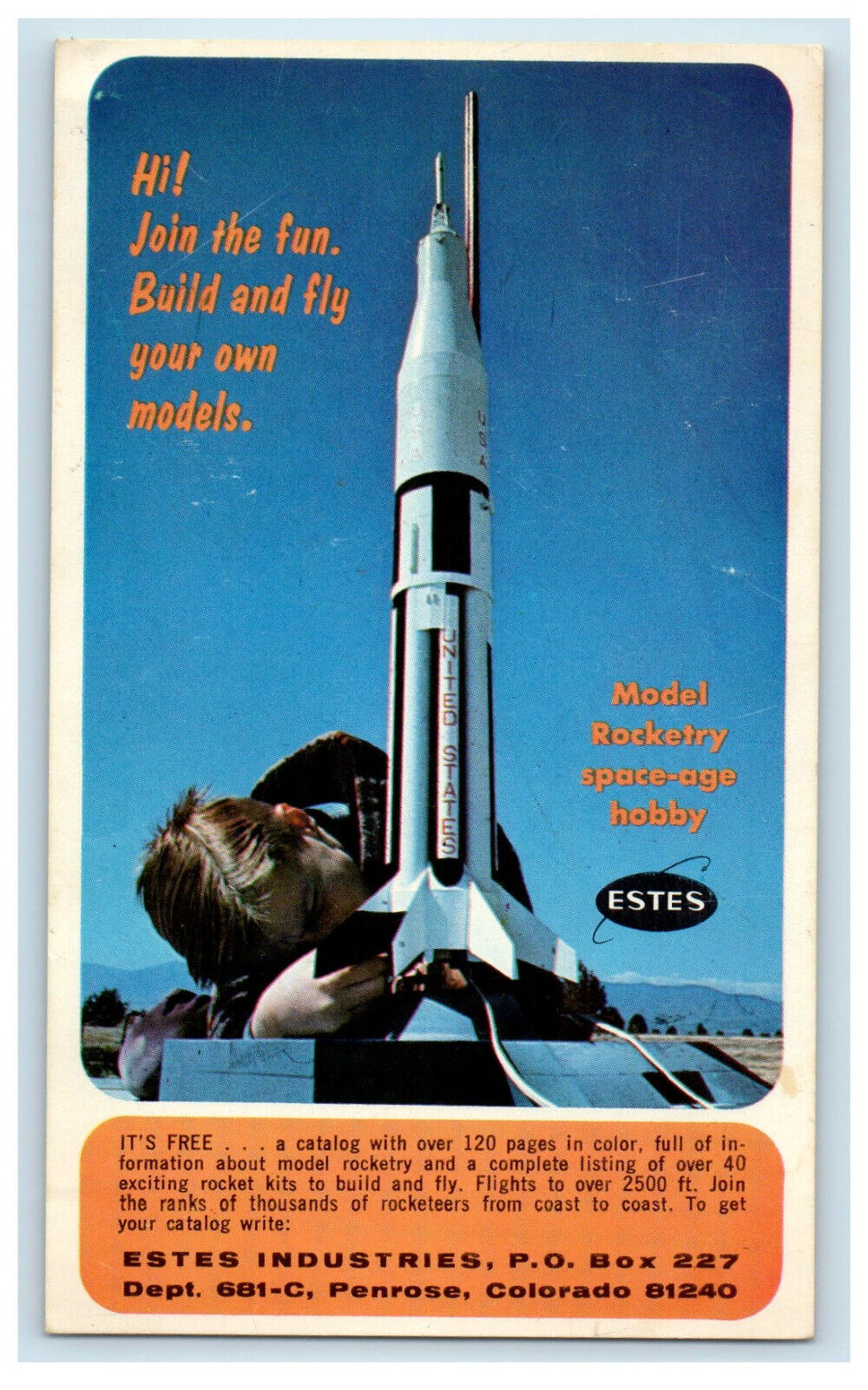 c1970s Model Rocketry Spage Age Hobby Estes Industries Advertising CO Postcard
