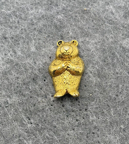 Vintage MJ Gold Tone Teddy Bear Lapel Pin