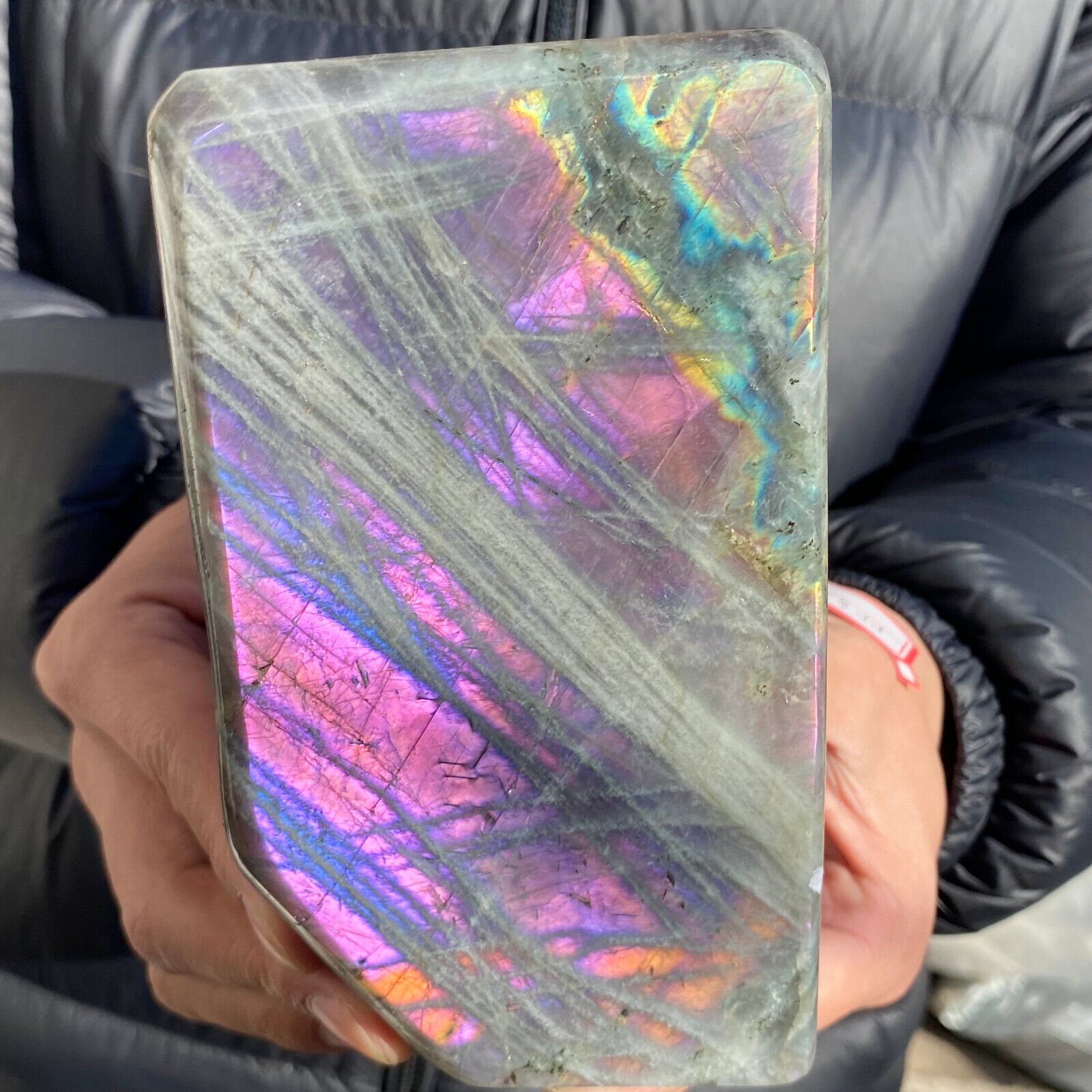 3.2lb Large Natural Purple Gorgeous Labradorite Freeform Crystal Display Healing