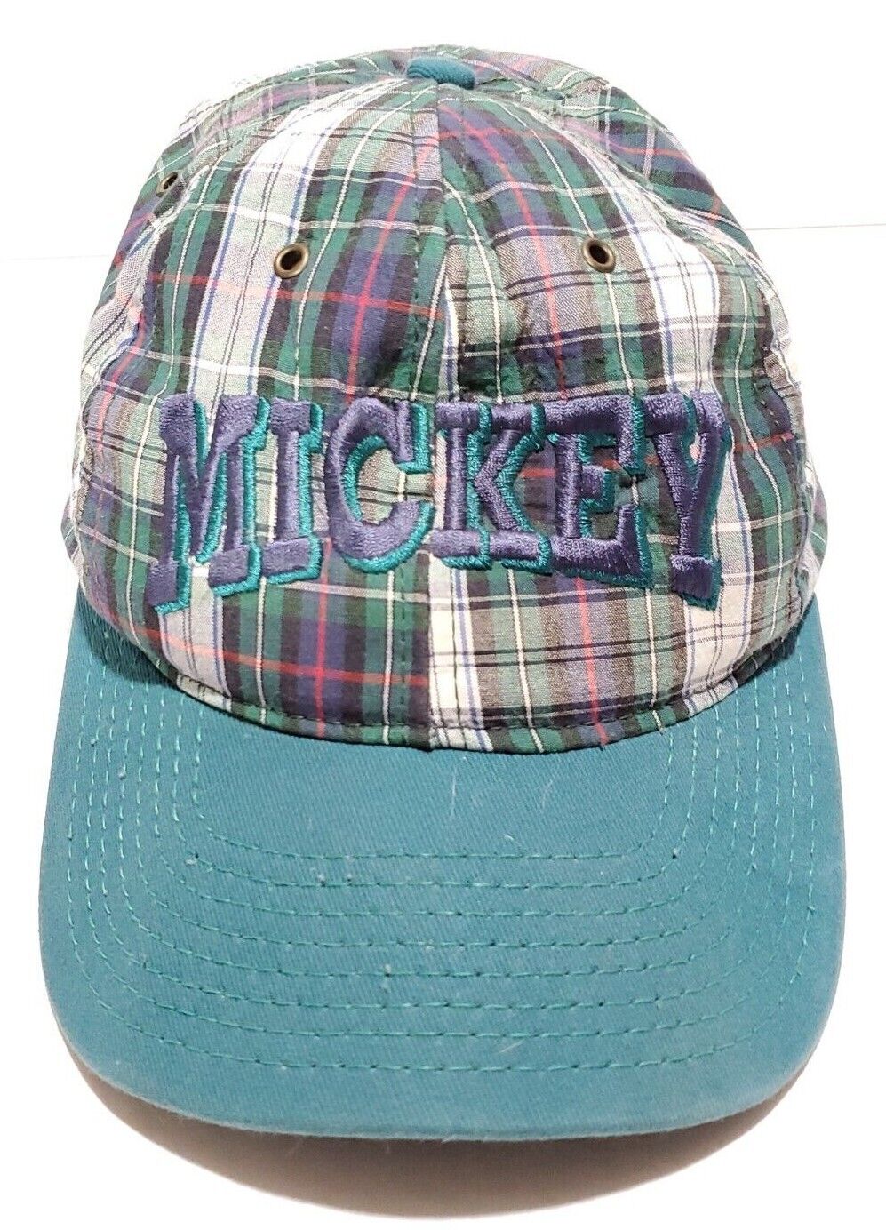 Vintage Mickey Mouse Plaid Hat Snapback Since 1928 Disney Store Made In USA Cap