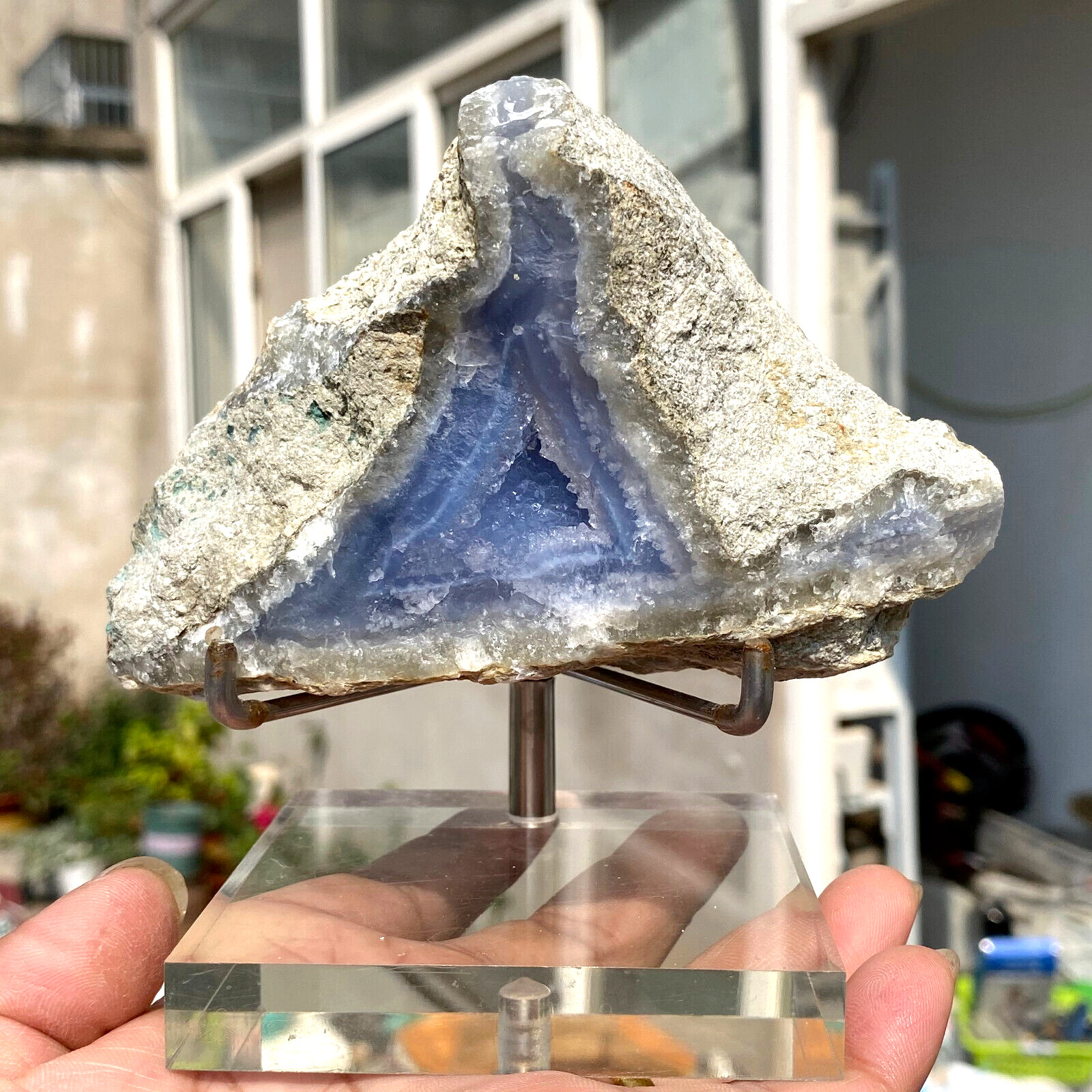 665g Large Blue Chalcedony Quartz Banded Crystal Geodes Rough Specimen Türkiye