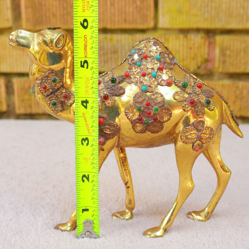 Camel Dromedary Brass Figure bejeweled arabian nights colorful Gift Props YW