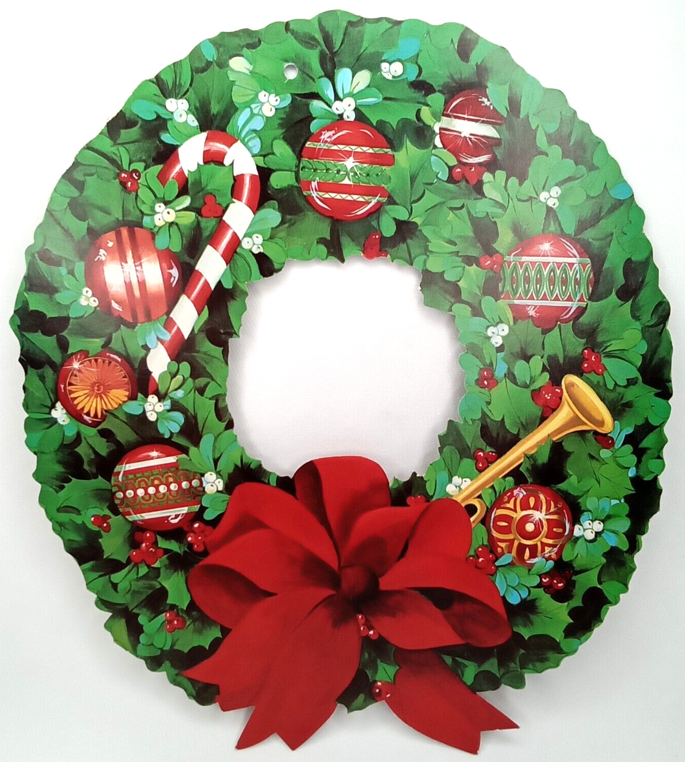 Christmas Wreath Shiny Brites Die-Cut Eureka Made In USA Vintage Holiday Decor