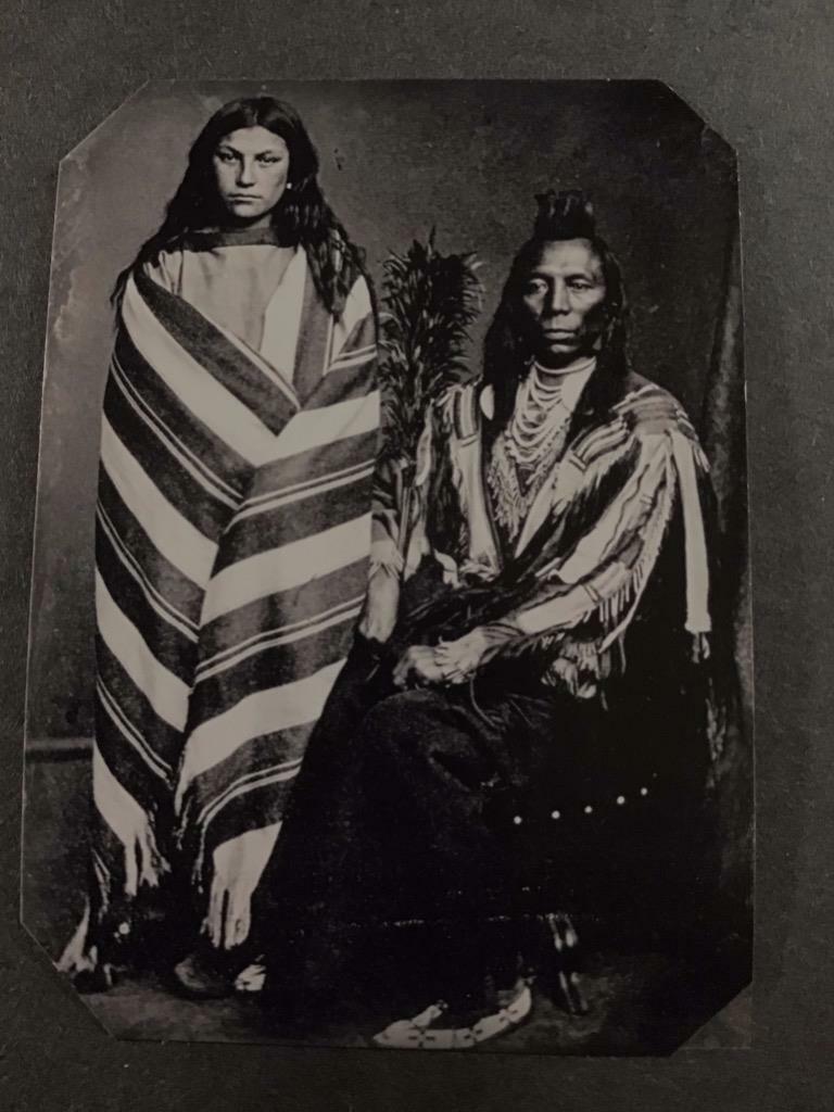 Sixth-Plate Native American Indian Old Crow and Wife Tintype C2443RP