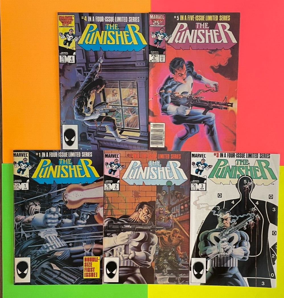 Punisher # 1 - 5 JAN-MAY 1986 Limited Series MID-HIGH-GRADE Mike Zeck Marvel 385