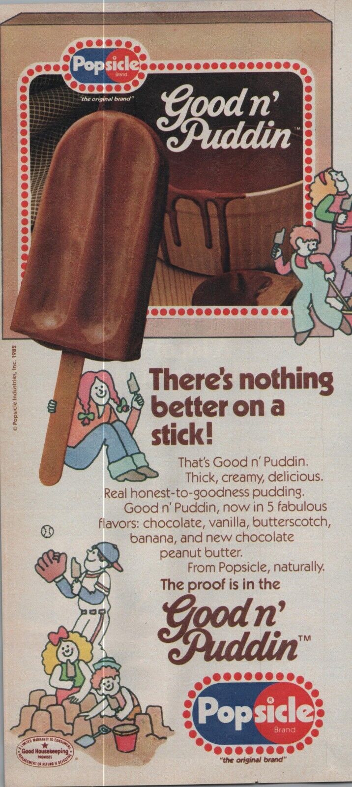 1982 Popsicle Good n’ Puddin There’s Nothing Better On A Vintage Print Ad 5”x11”