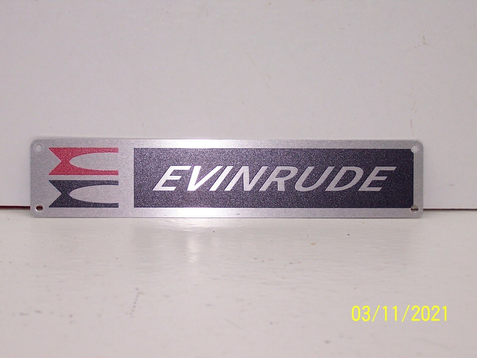 Vintage Evinrude Outboard Motor Stand Aluminum Tag