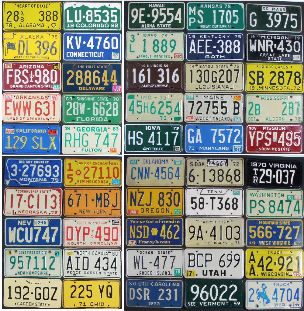 All 50 United States License Plates VINTAGE OLDER SET - Premium Set