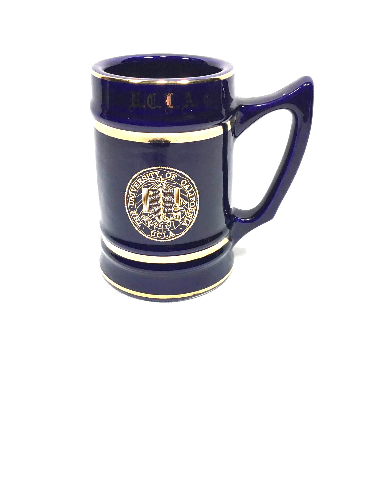 Vintage University Of California Dark Blue Ceramic Mug Stein Tankard College
