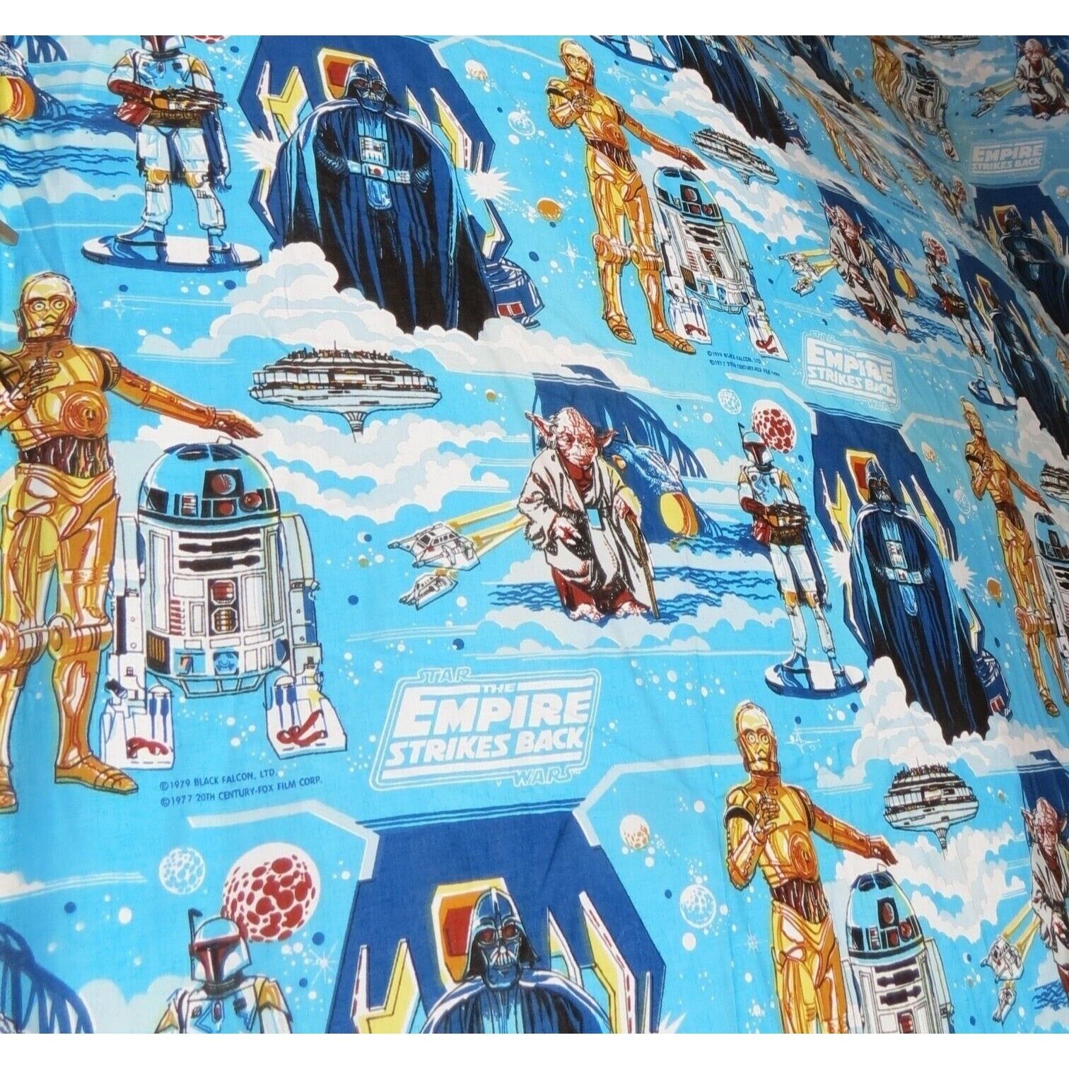 1979 Star Wars Empire Strikes Back Flat Sheet Valance Scrap Fabric
