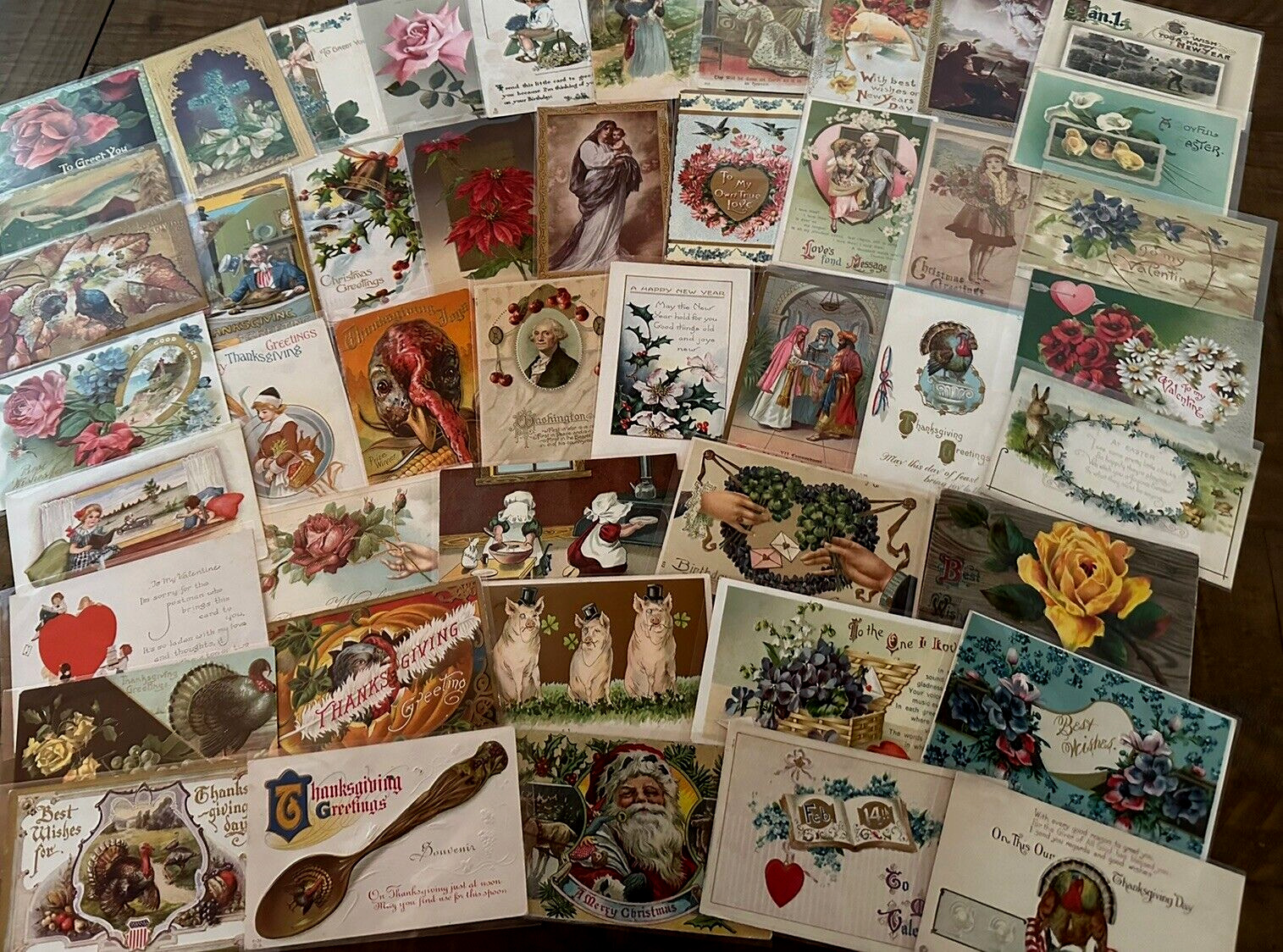 Nice Lot of 50~Mixed Vintage Antique Holidays Greeting Postcards~in sleeves-h805