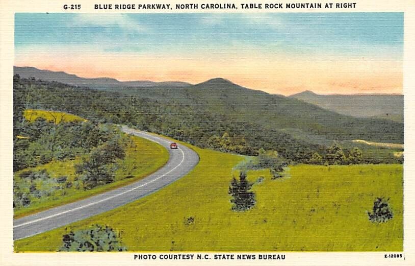Postcard NC: Table Rock Mtn., Blue Ridge Pkwy., North Carolina, Linen, Unposted