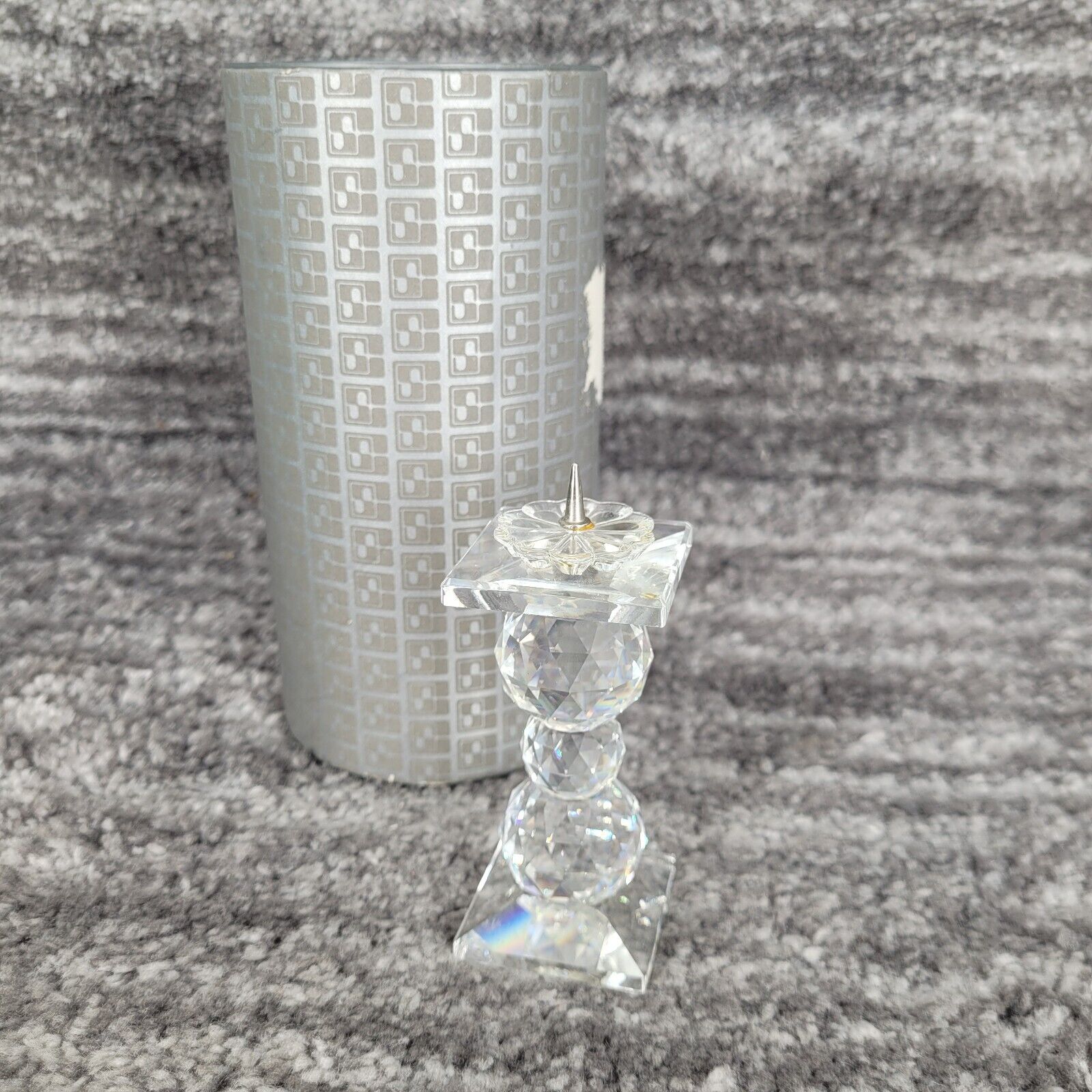 Swarovski Silver Crystal Candleholder 7600 NR 110 with Box