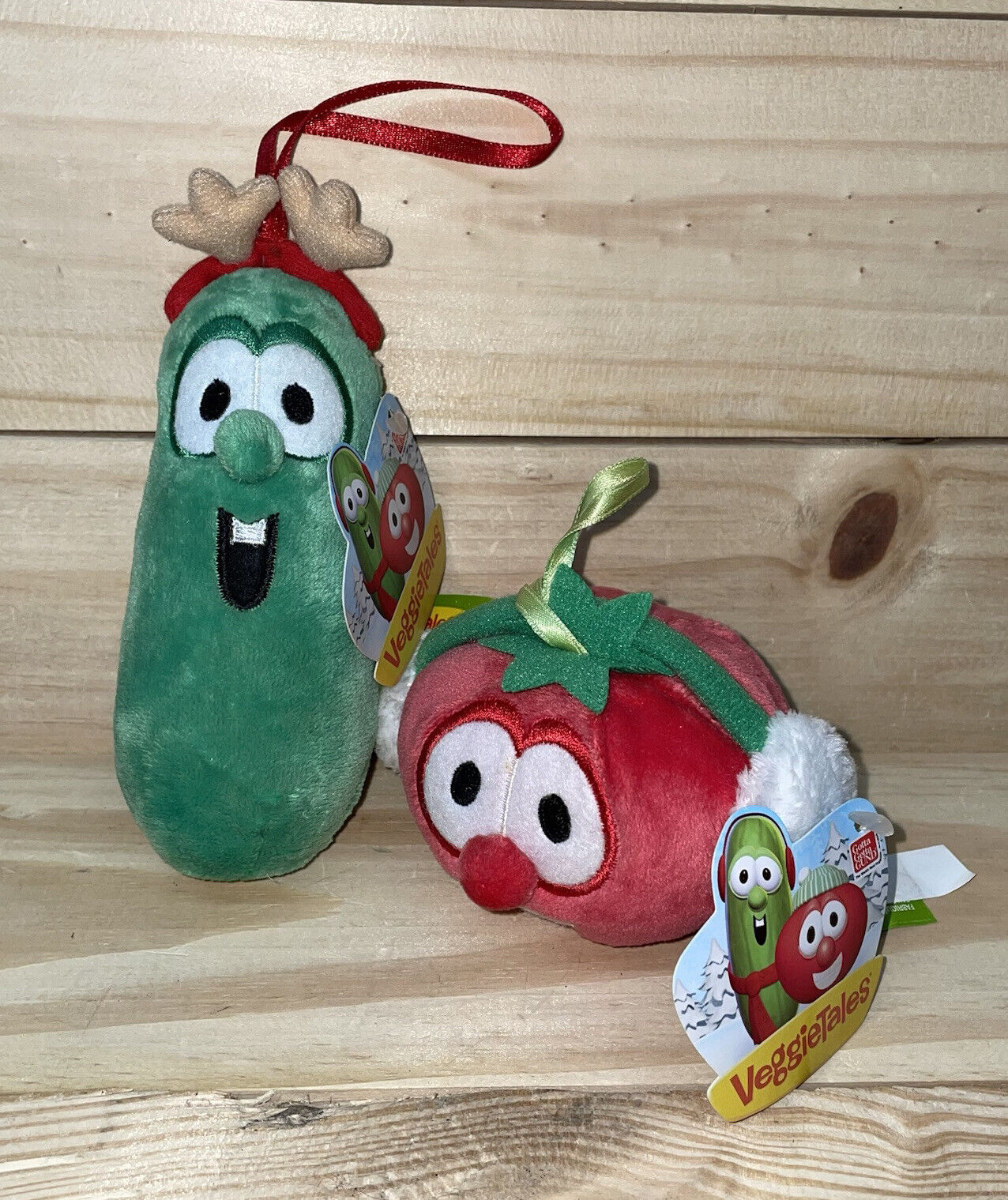 New Veggietales Holiday ornament pals Larry and Bob #320068 Super Rare