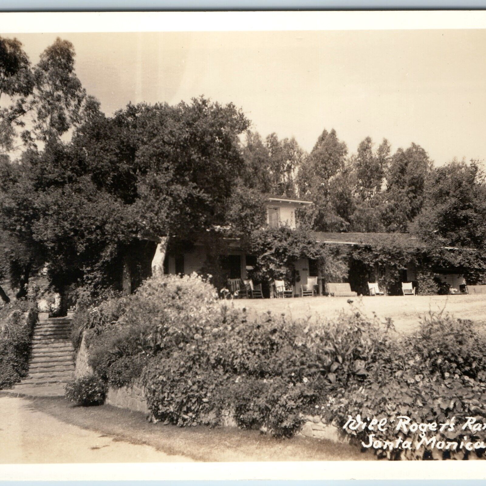 c1940s Santa Monica, CA RPPC Will Roger's Ranch Home Real Photo Postcard PC A199