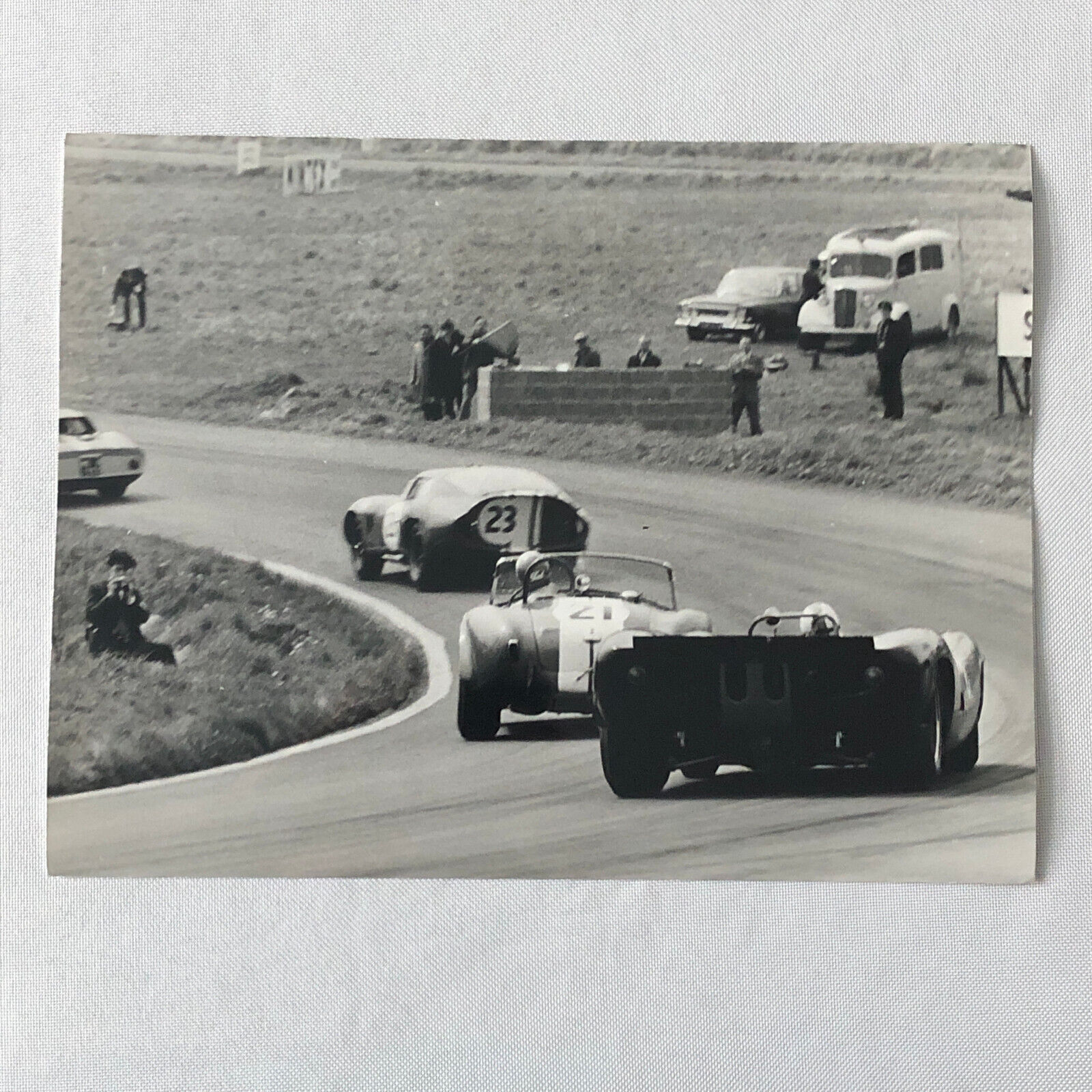 Vintage Bernard Cahier Racing Photo Photograph John Surtees Lola Chevrolet + 
