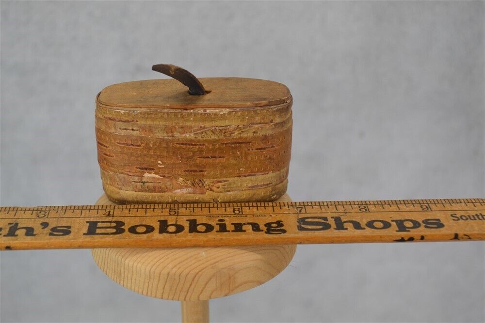 antique box birch bark  small snuff 3x1.75x1.25 hand made early 1800s original