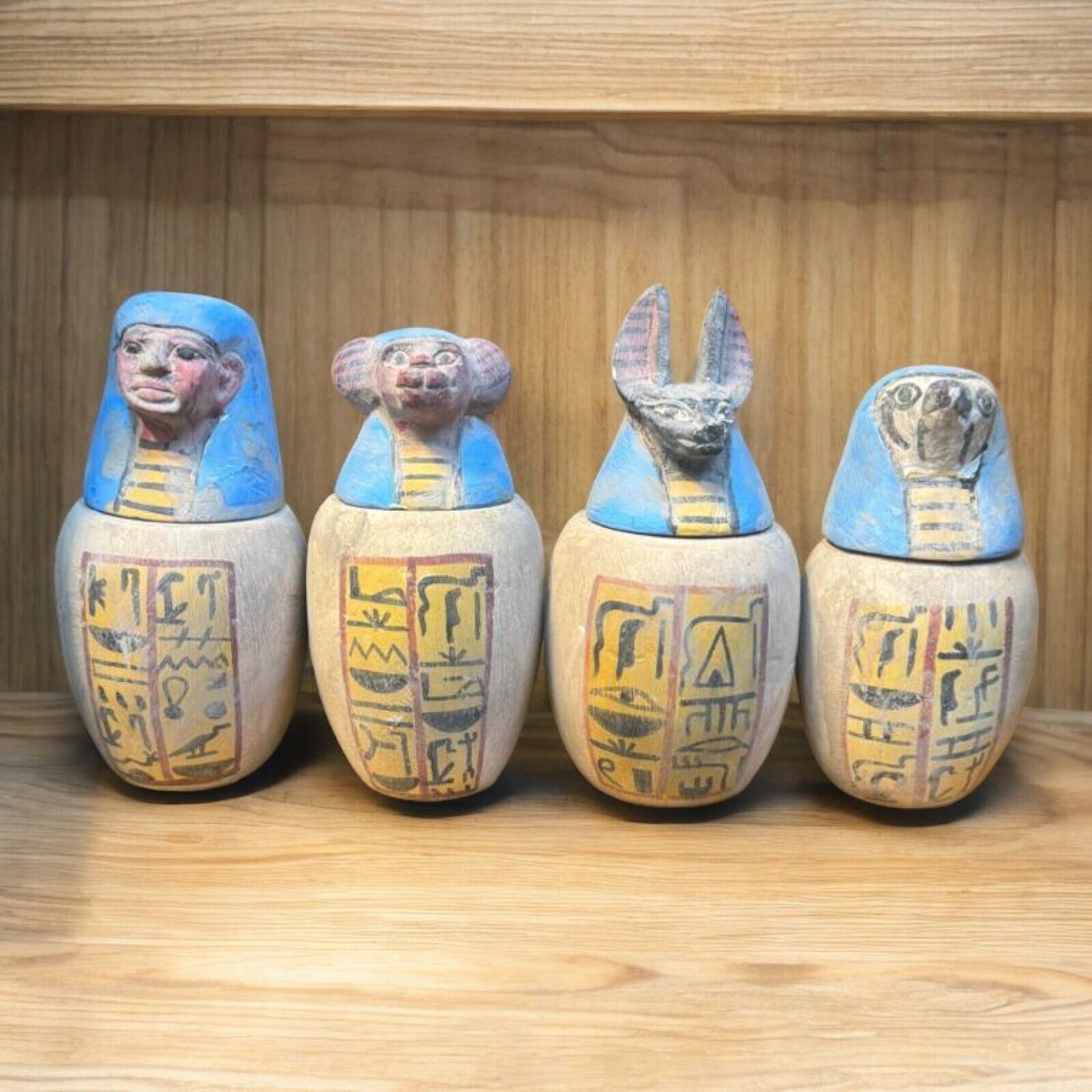 Unique Ancient Egyptian Antiquities Canopic Jar Sons Of Horus Pharaonic Rare BC