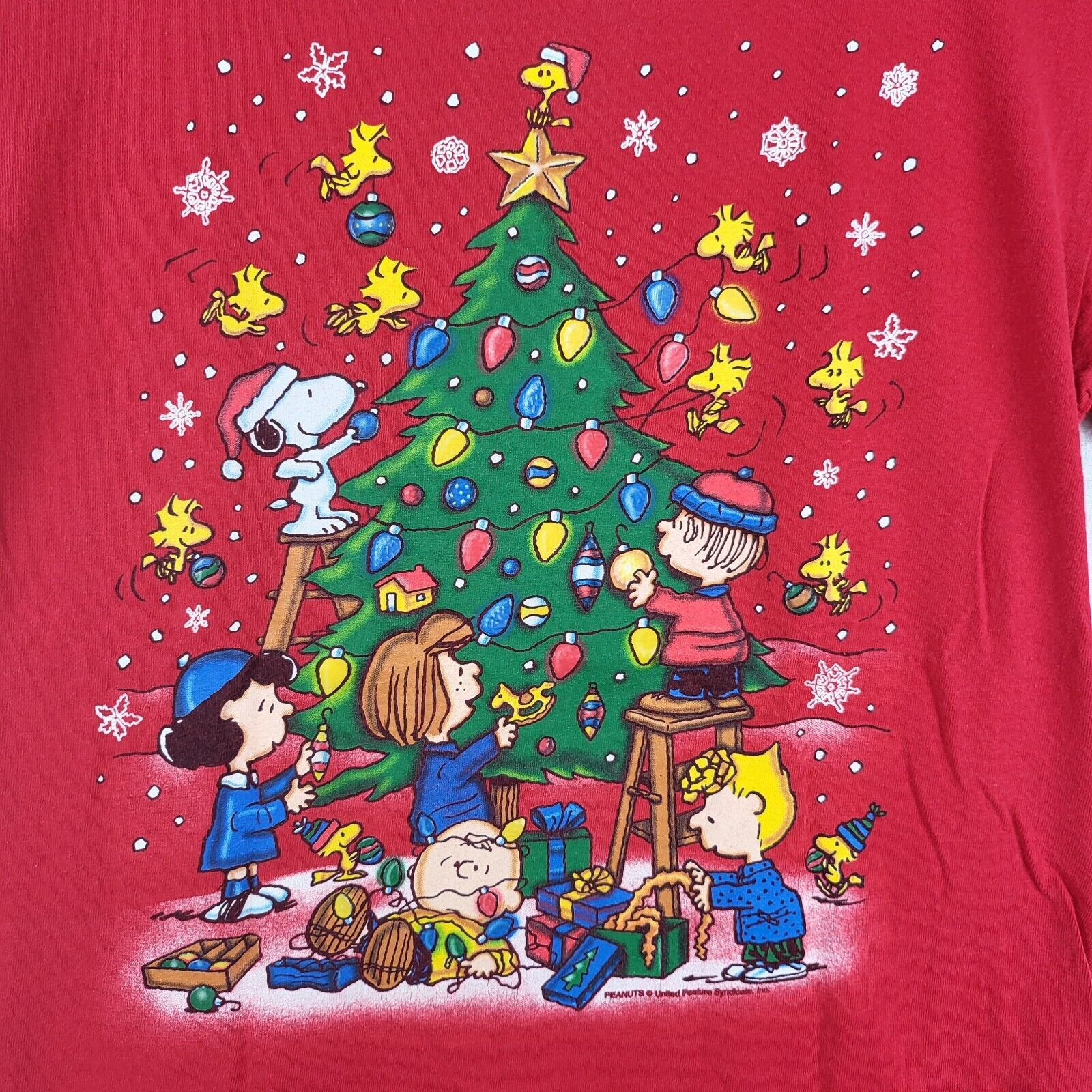 Gildan Snoopy Peanuts Charlie Brown Christmas T Shirt Womans Size M Red