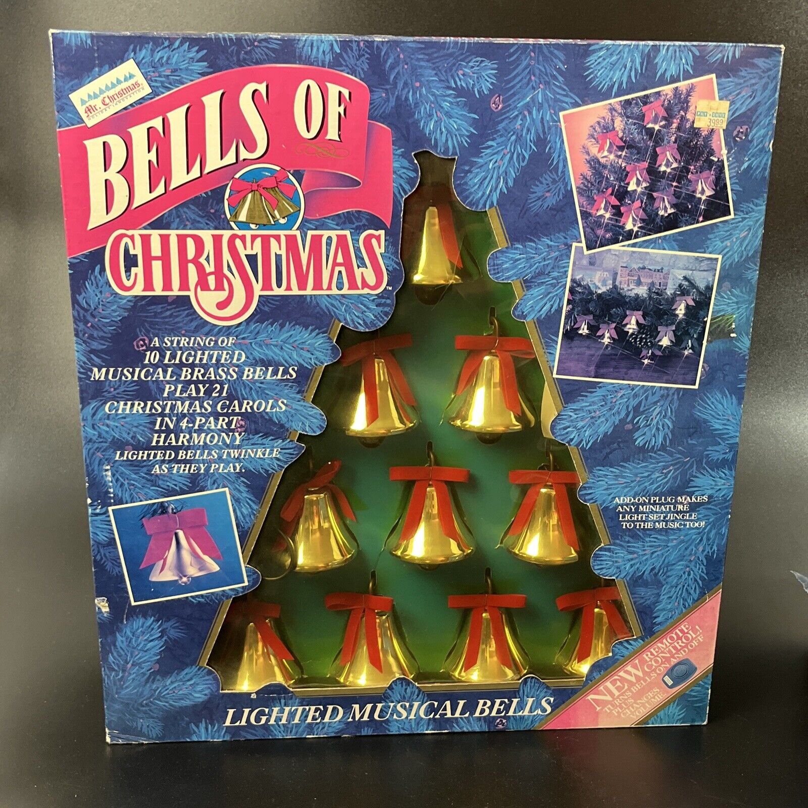 Vtg 1992 Mr Christmas 21 Song 10 Bells Of Xmas Light Up String W/Remote Musical